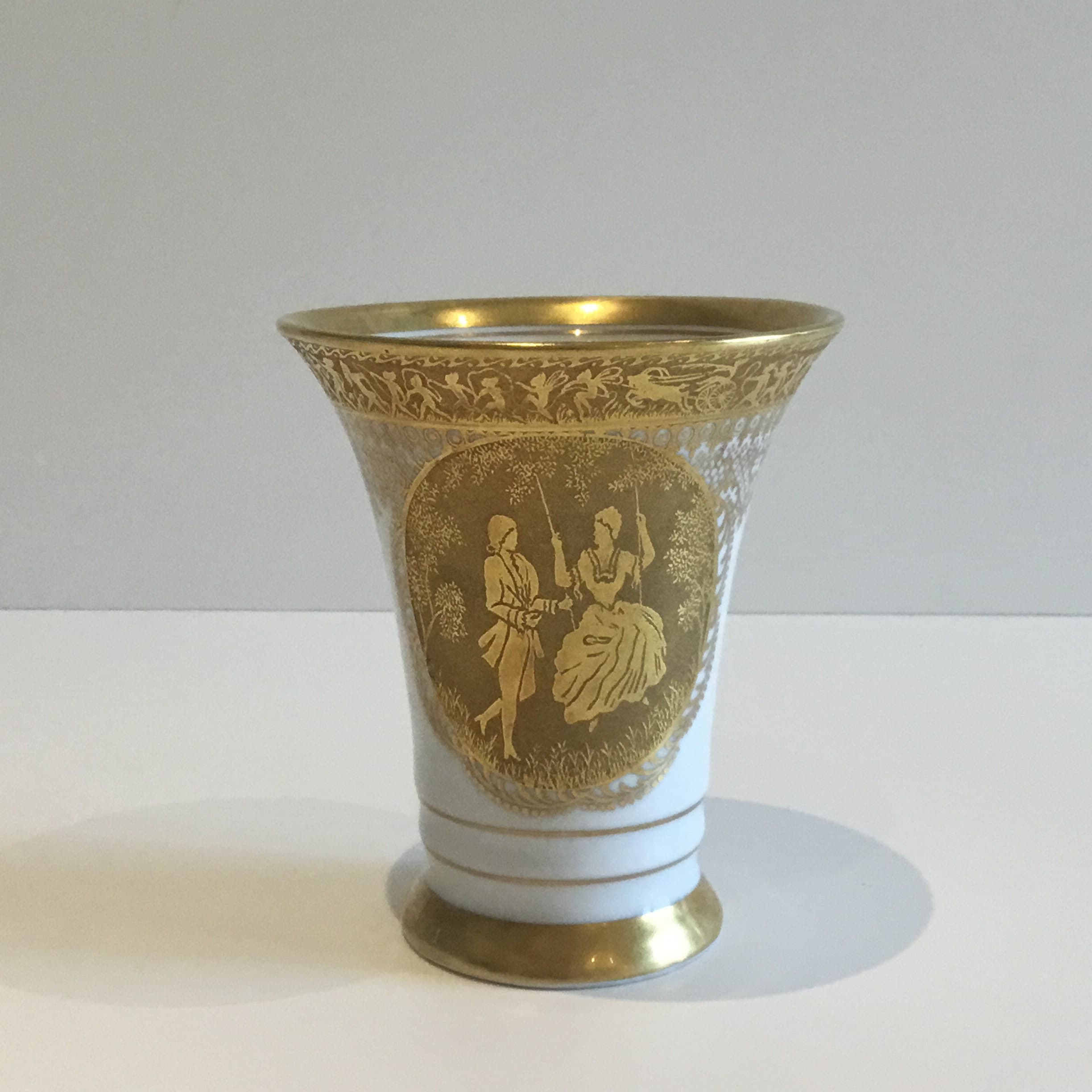 Antique Porcelain Vase | 1921 DW Karlsbader Gold Encrusted, Artist Signed German — photo 2 of 10