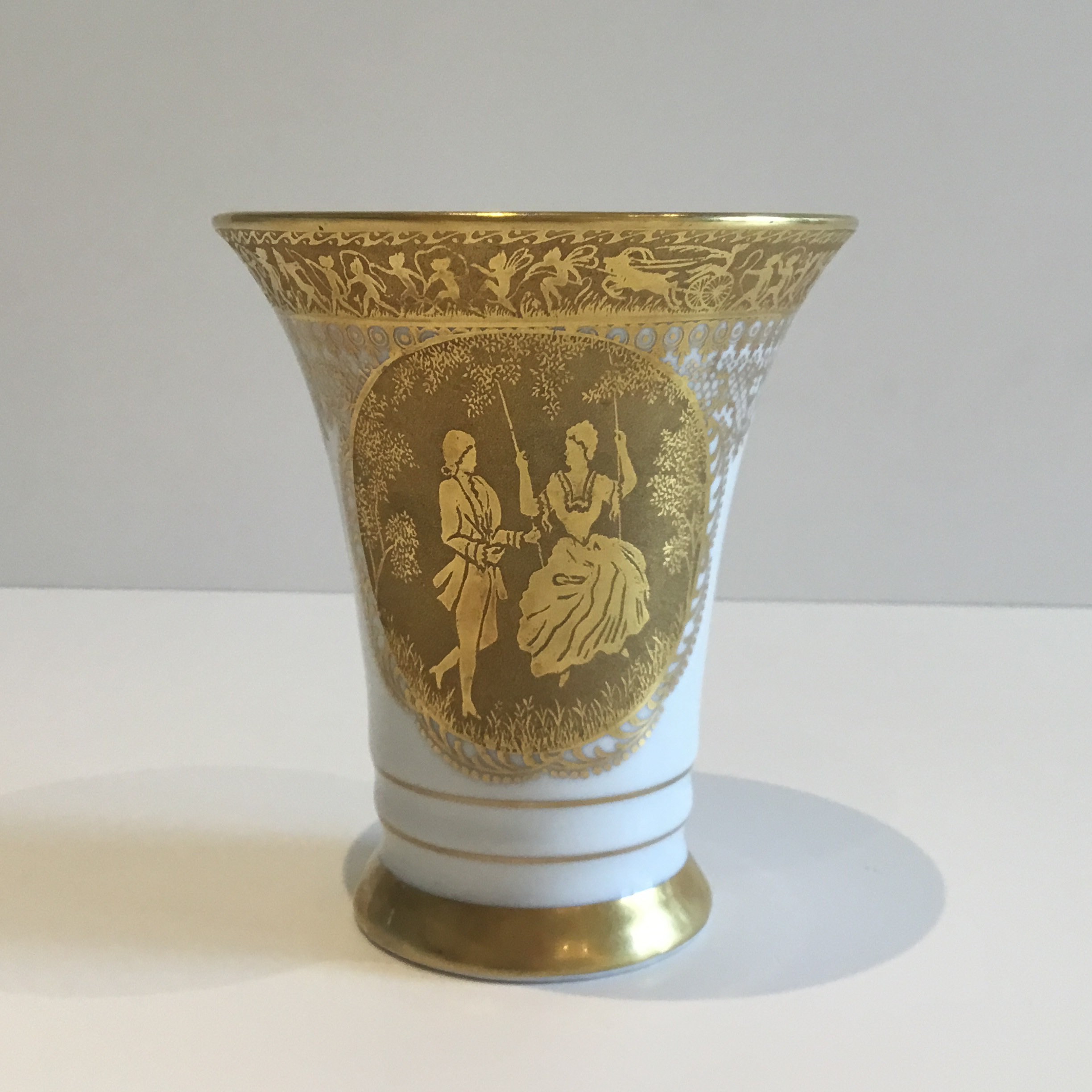 Antique Porcelain Vase | 1921 DW Karlsbader Gold Encrusted, Artist Signed German — photo 3 of 10