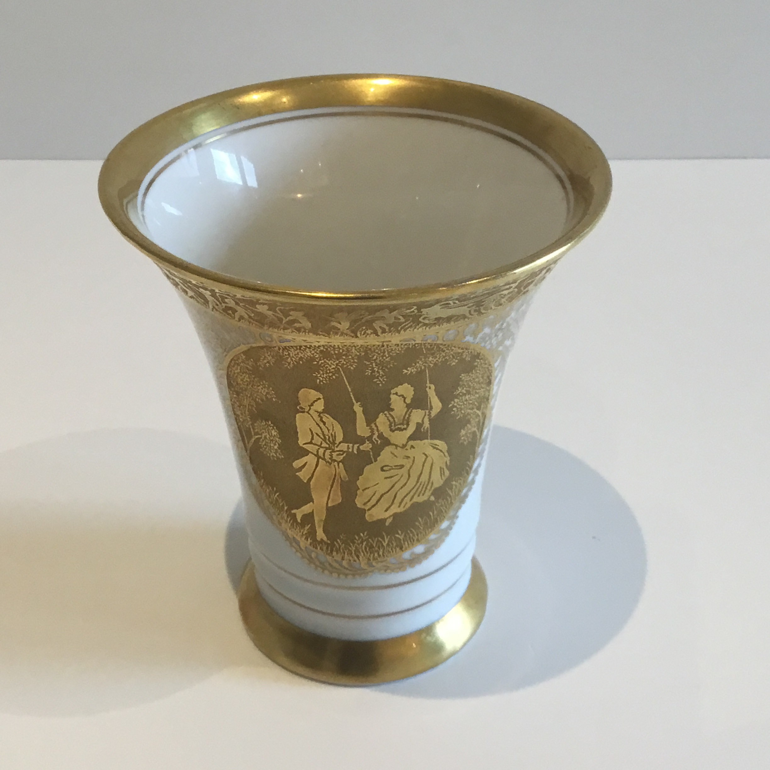 Antique Porcelain Vase | 1921 DW Karlsbader Gold Encrusted, Artist Signed German — photo 4 of 10