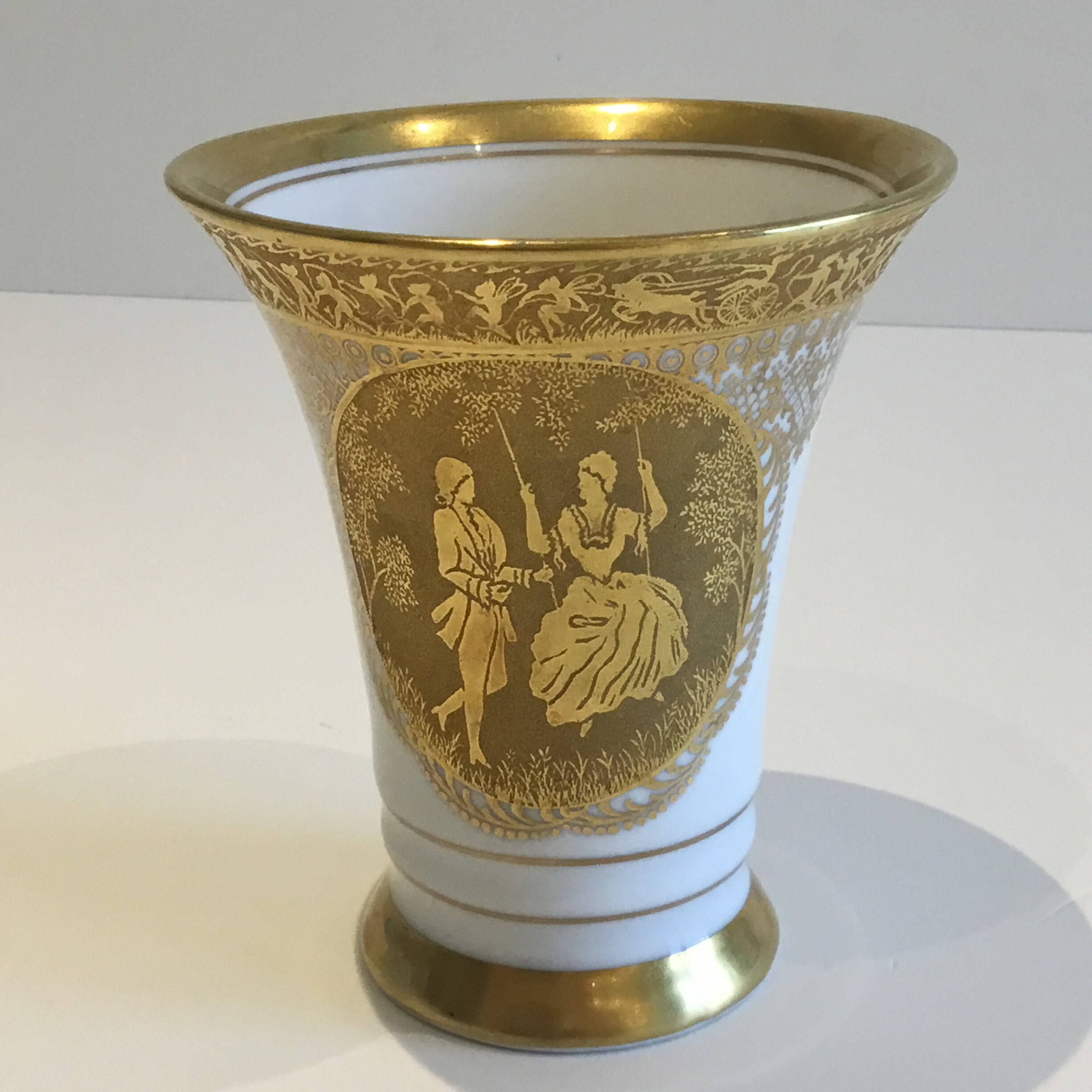 Antique Porcelain Vase | 1921 DW Karlsbader Gold Encrusted, Artist Signed German — photo 6 of 10