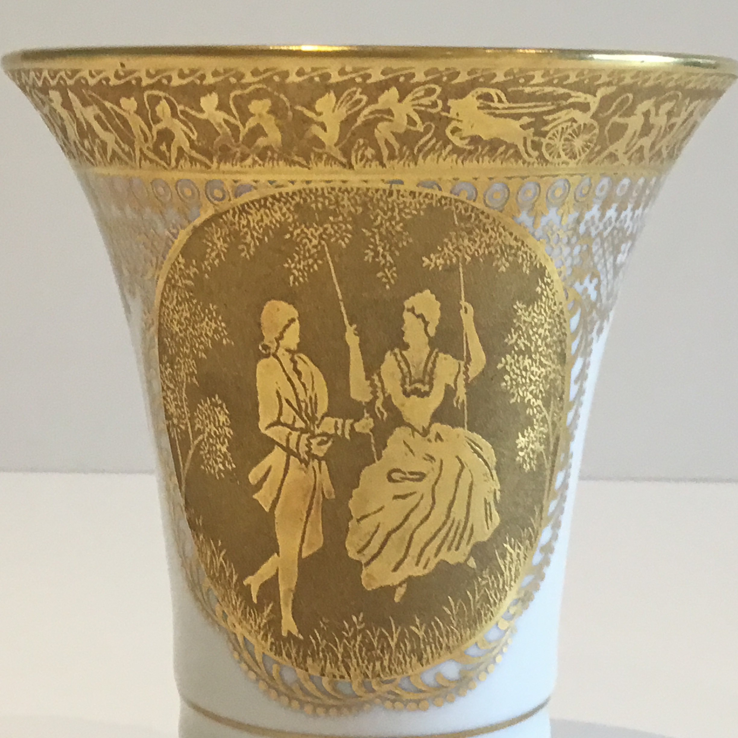 Antique Porcelain Vase | 1921 DW Karlsbader Gold Encrusted, Artist Signed German — photo 9 of 10