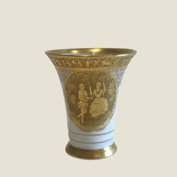Antique Porcelain Vase | 1921 DW Karlsbader Gold Encrusted, Artist Signed German