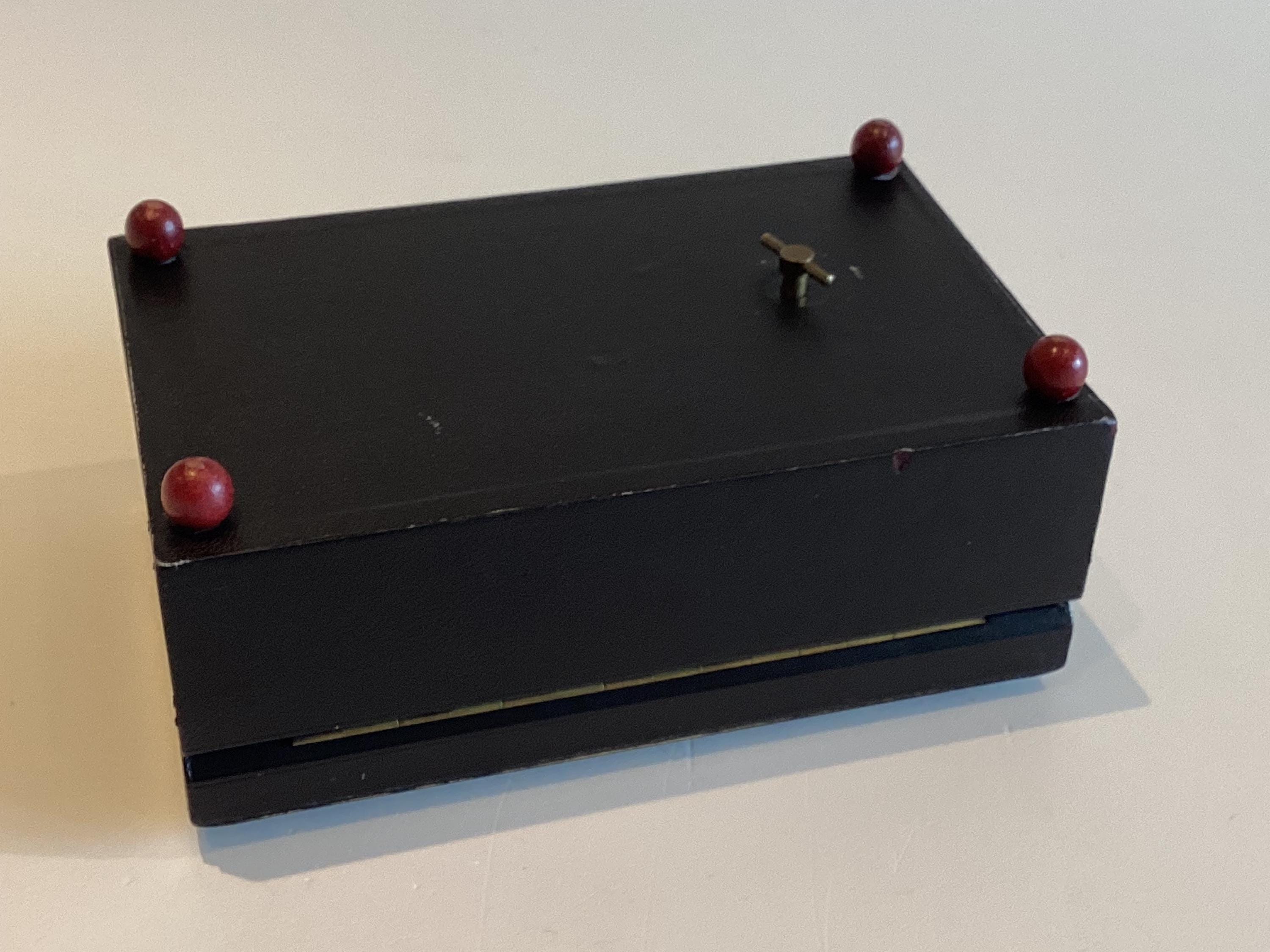 Vintage Reuge Music Box | 1960s Switzerland Leather Jewelry Box, Hollywood Regency — photo 11 of 11