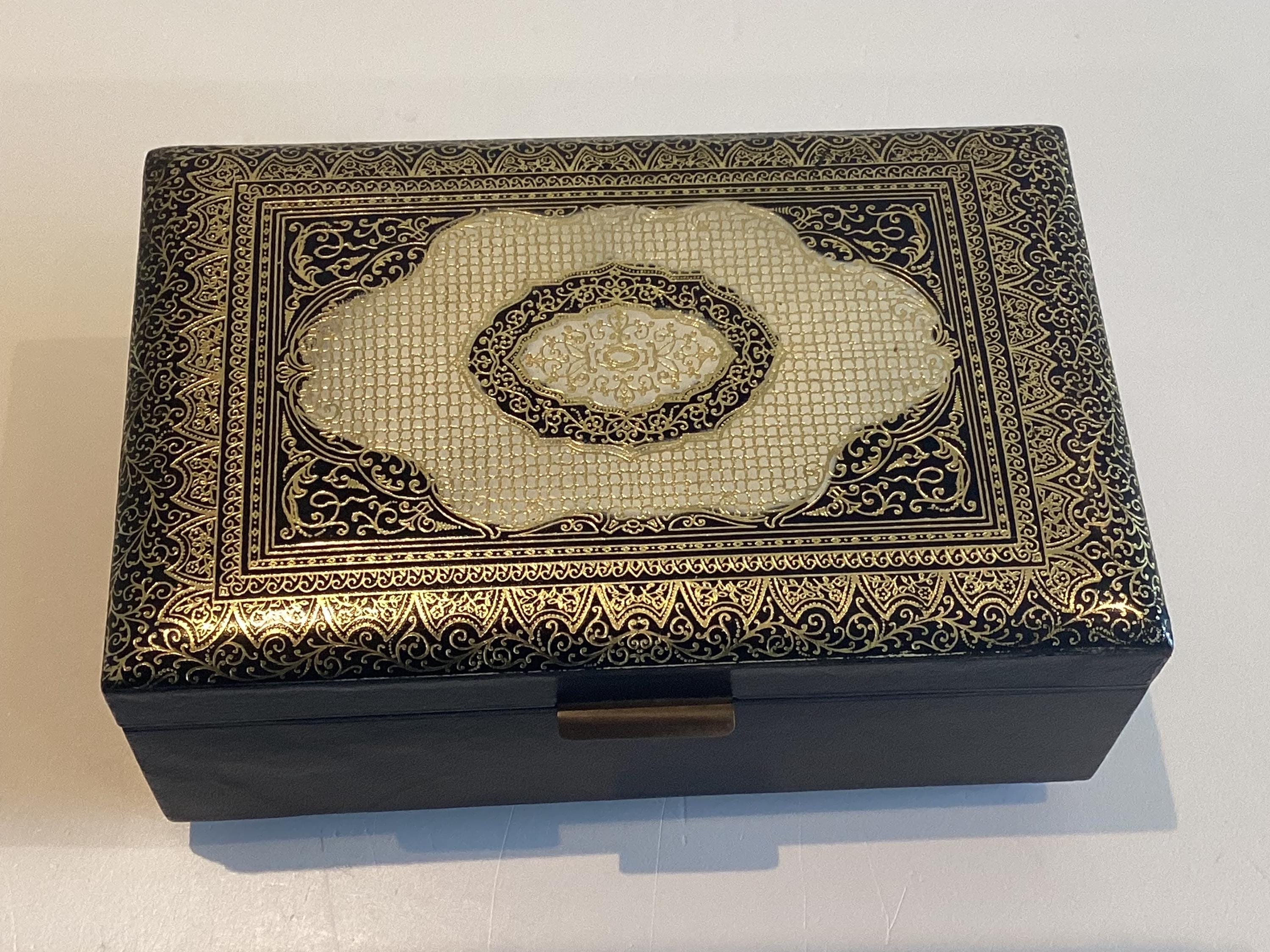Vintage Reuge Music Box | 1960s Switzerland Leather Jewelry Box, Hollywood Regency — photo 5 of 11