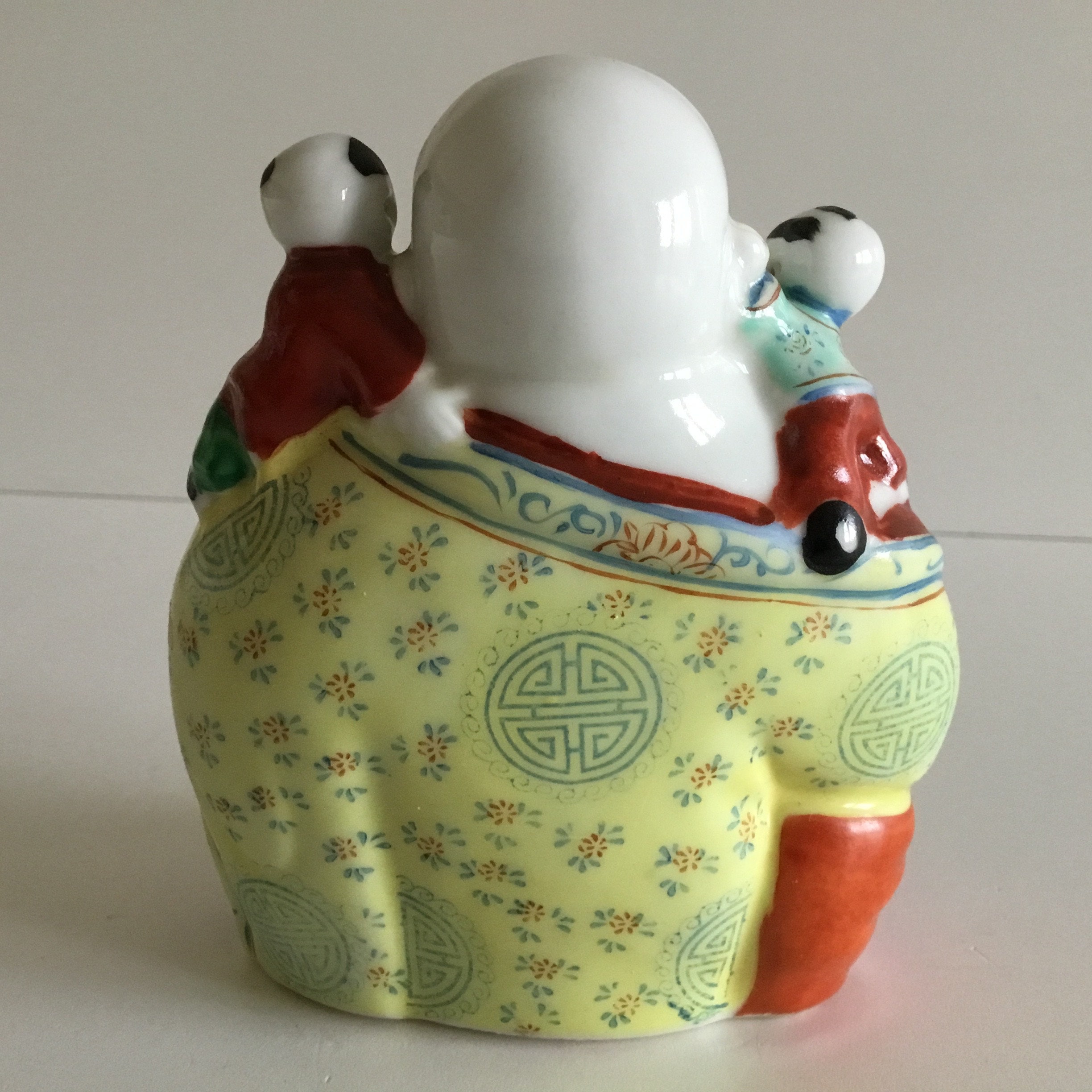 Vintage Porcelain | 1950s Chinese Buddha with Children, Hand-Painted Figurine — photo 5 of 9