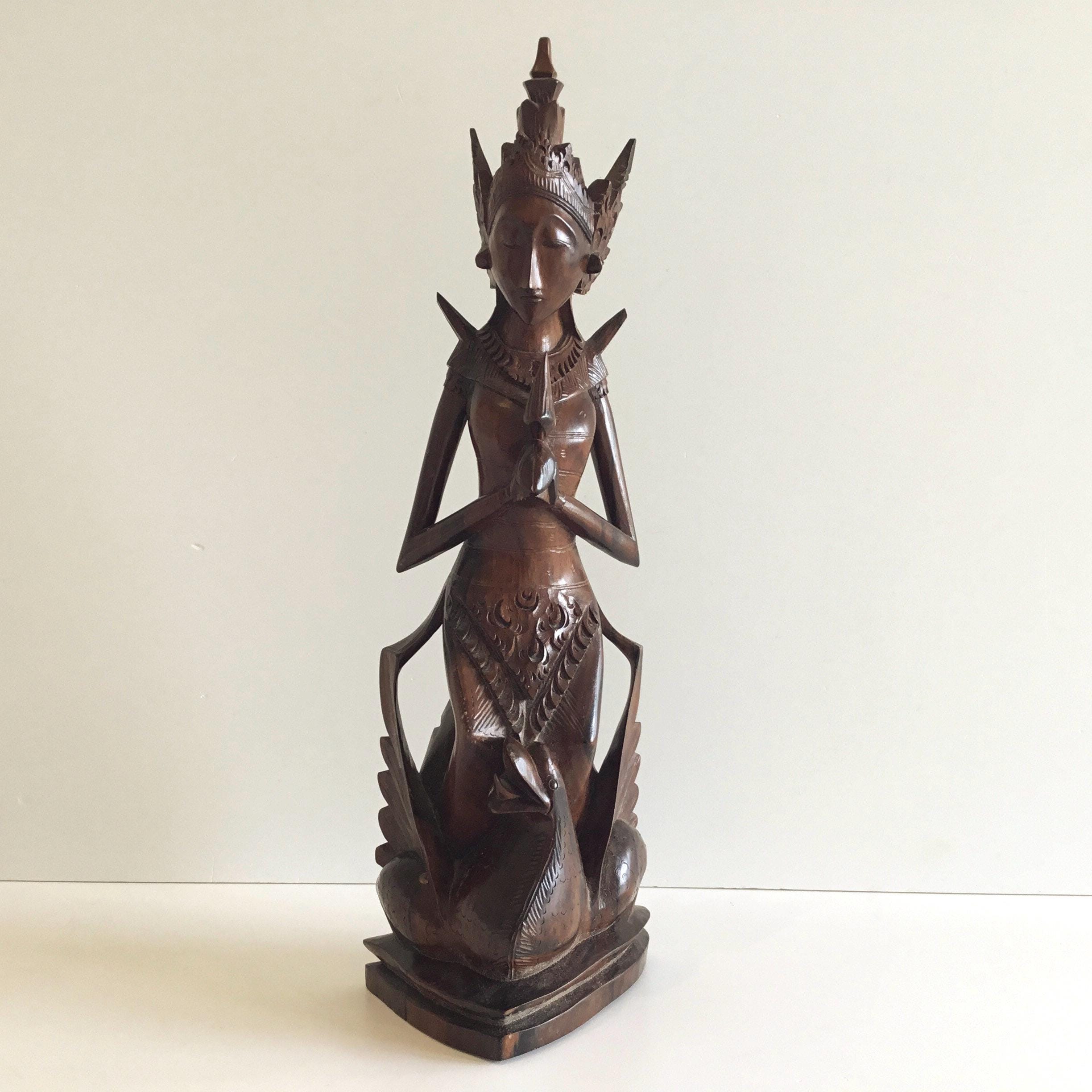 Vintage Balinese Sculpture | 1950s Hindu Deity, Hand-Carved Collectible Exotic Wood Indonesia — photo 3 of 10