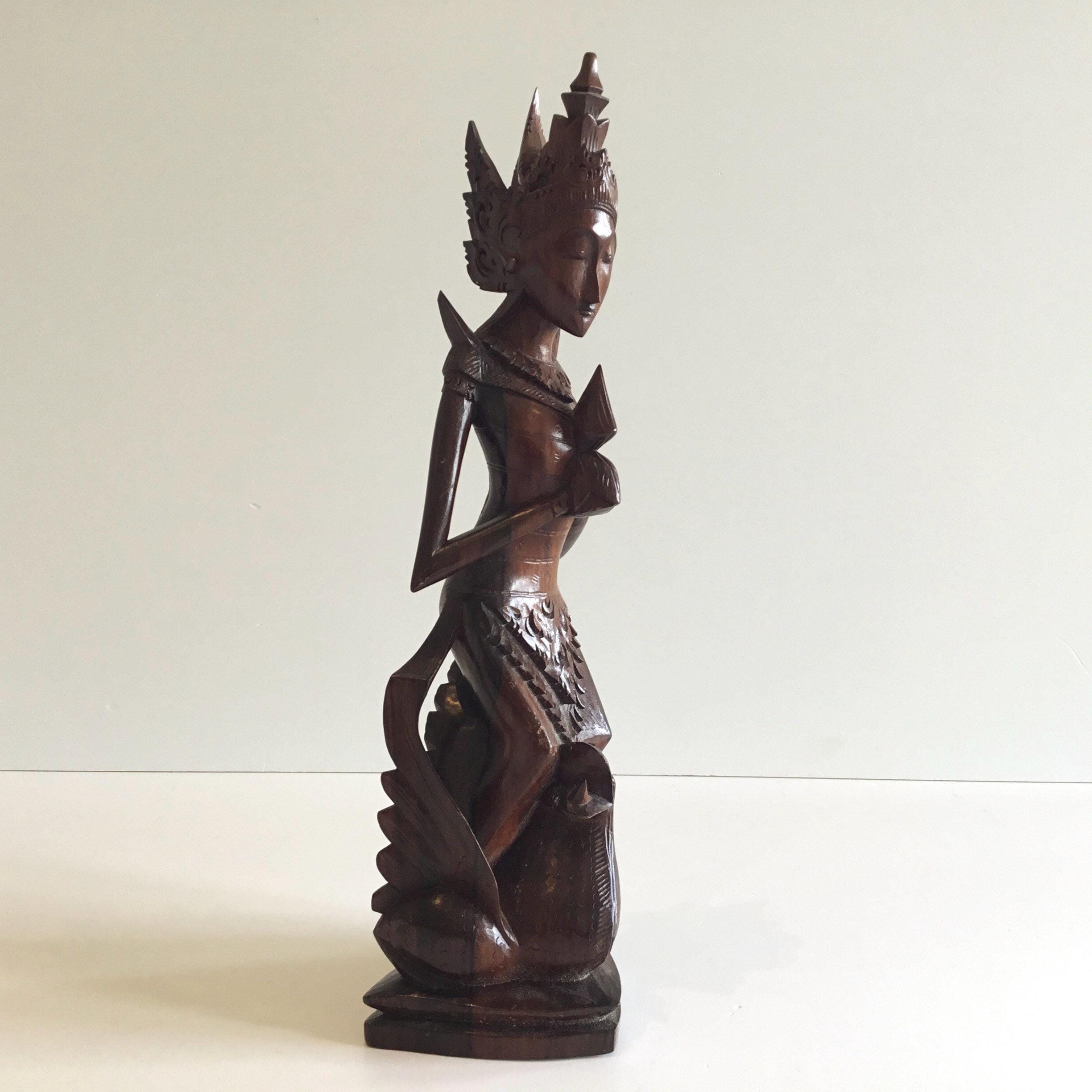 Vintage Balinese Sculpture | 1950s Hindu Deity, Hand-Carved Collectible Exotic Wood Indonesia — photo 5 of 10