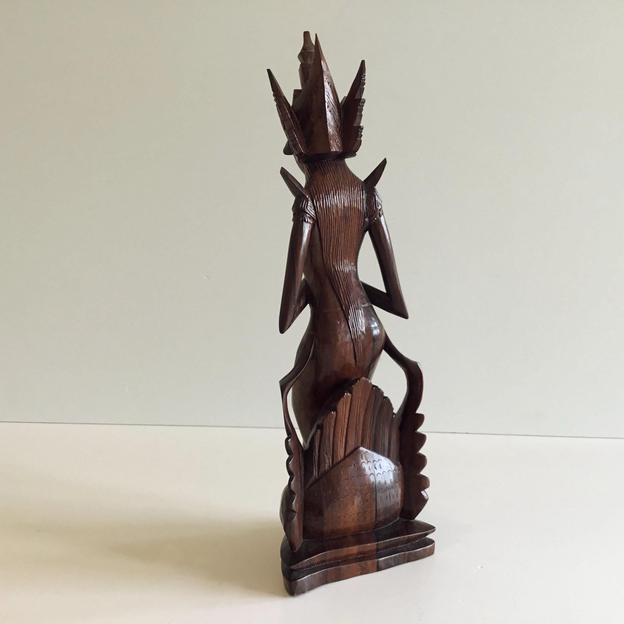 Vintage Balinese Sculpture | 1950s Hindu Deity, Hand-Carved Collectible Exotic Wood Indonesia — photo 6 of 10