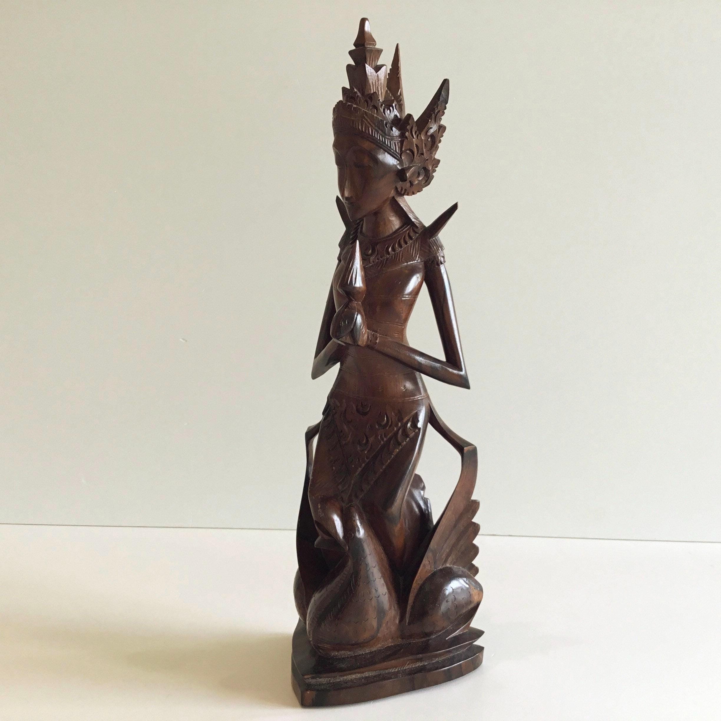 Vintage Balinese Sculpture | 1950s Hindu Deity, Hand-Carved Collectible Exotic Wood Indonesia — photo 7 of 10