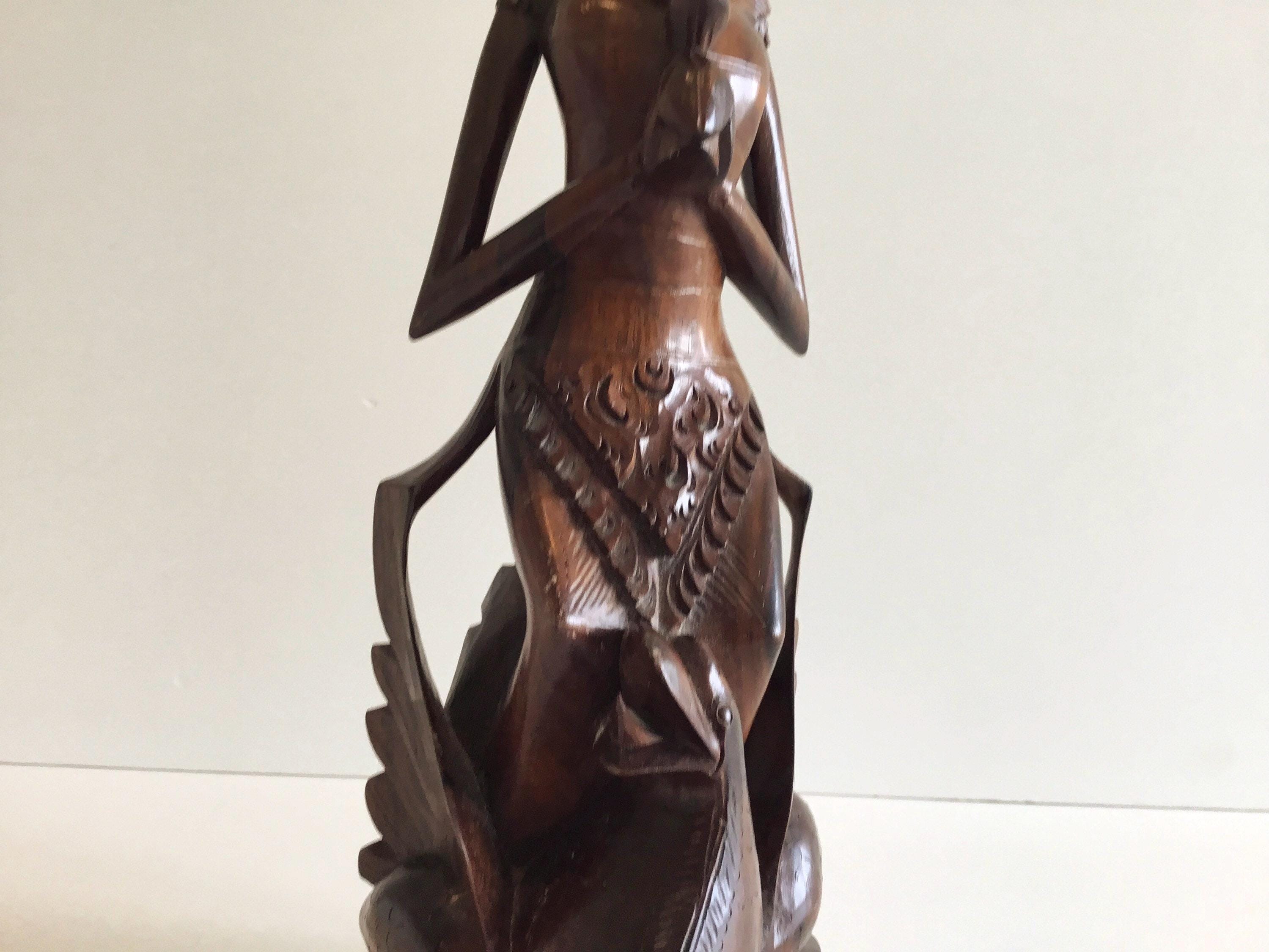 Vintage Balinese Sculpture | 1950s Hindu Deity, Hand-Carved Collectible Exotic Wood Indonesia — photo 9 of 10