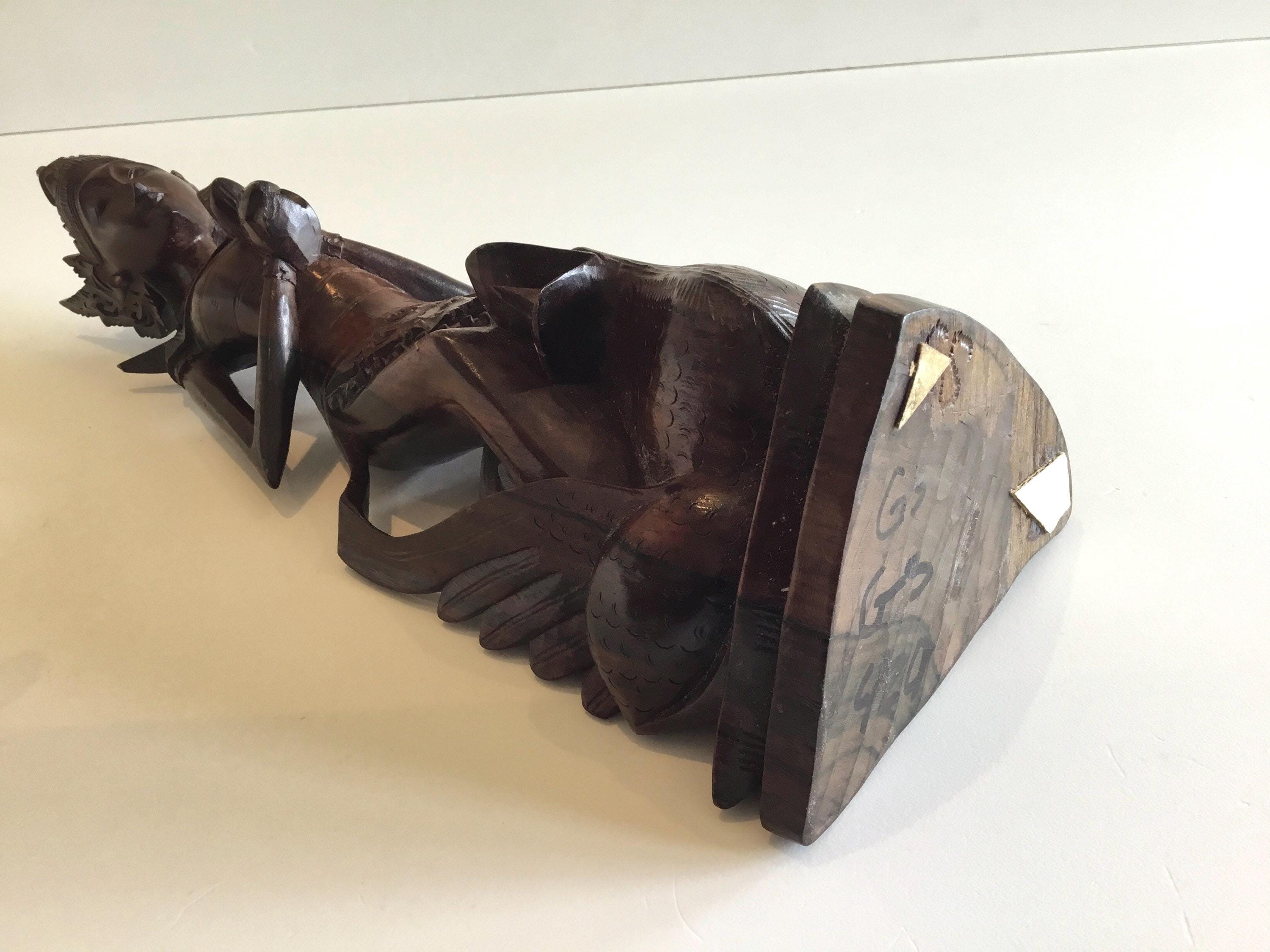 Vintage Balinese Sculpture | 1950s Hindu Deity, Hand-Carved Collectible Exotic Wood Indonesia — photo 10 of 10