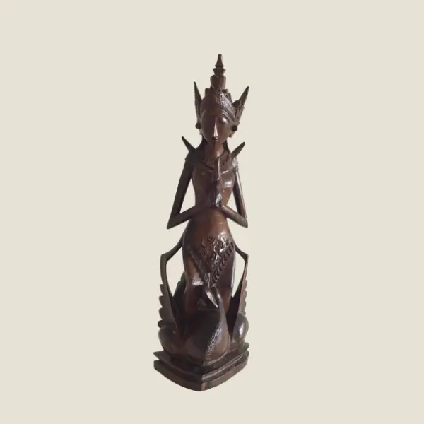 Vintage Balinese Sculpture | 1950s Hindu Deity, Hand-Carved Collectible Exotic Wood Indonesia