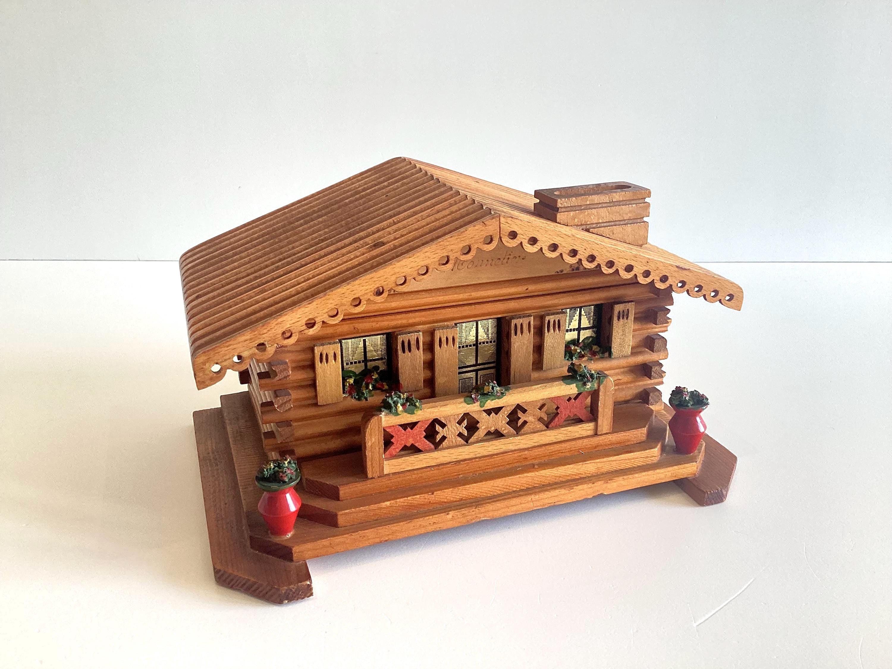 Large Chalet Music Box (1950s) Cigarette Case Jewellery Holders Made In Switzerland — photo 2 of 10