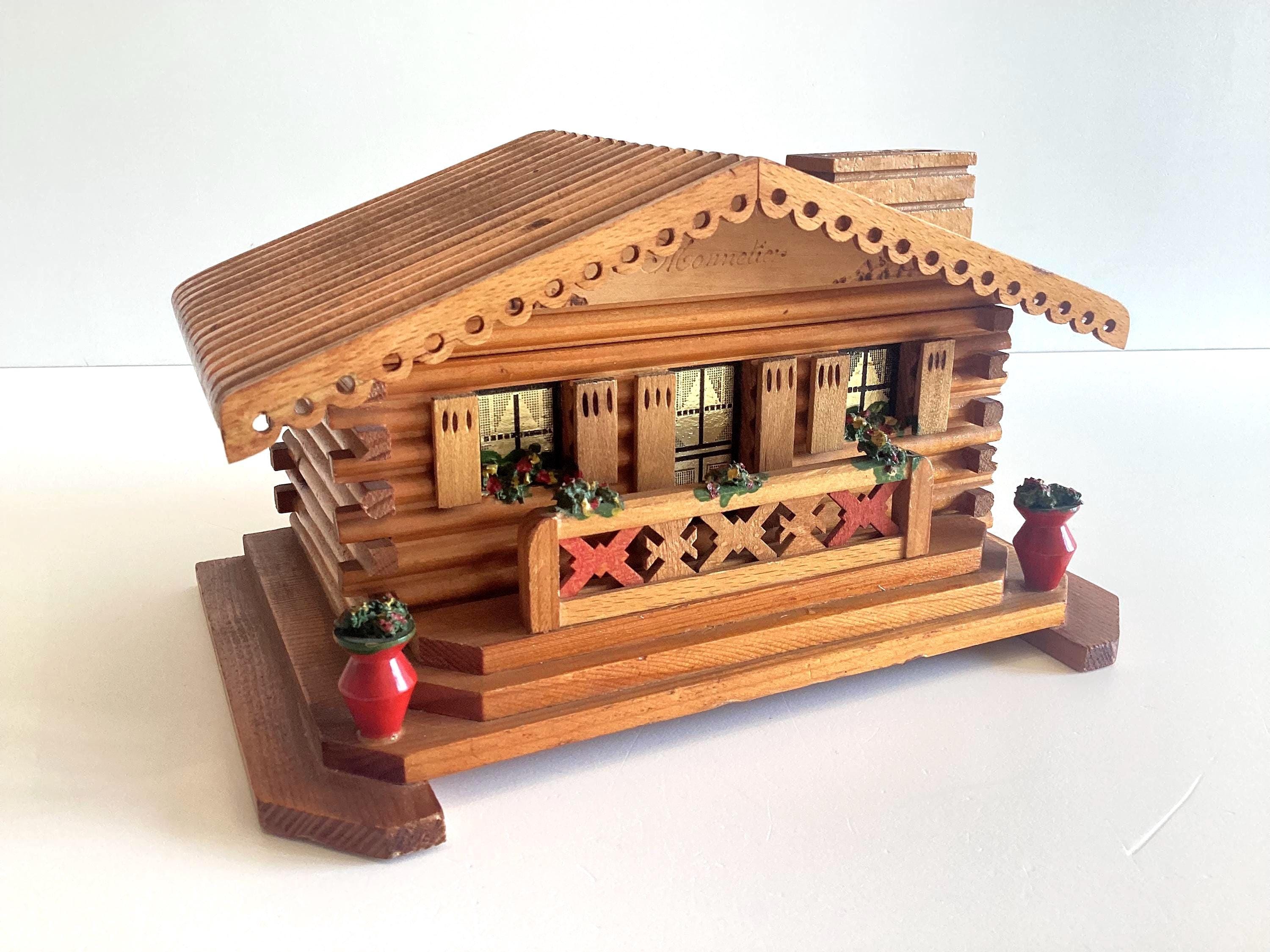 Large Chalet Music Box (1950s) Cigarette Case Jewellery Holders Made In Switzerland — photo 4 of 10