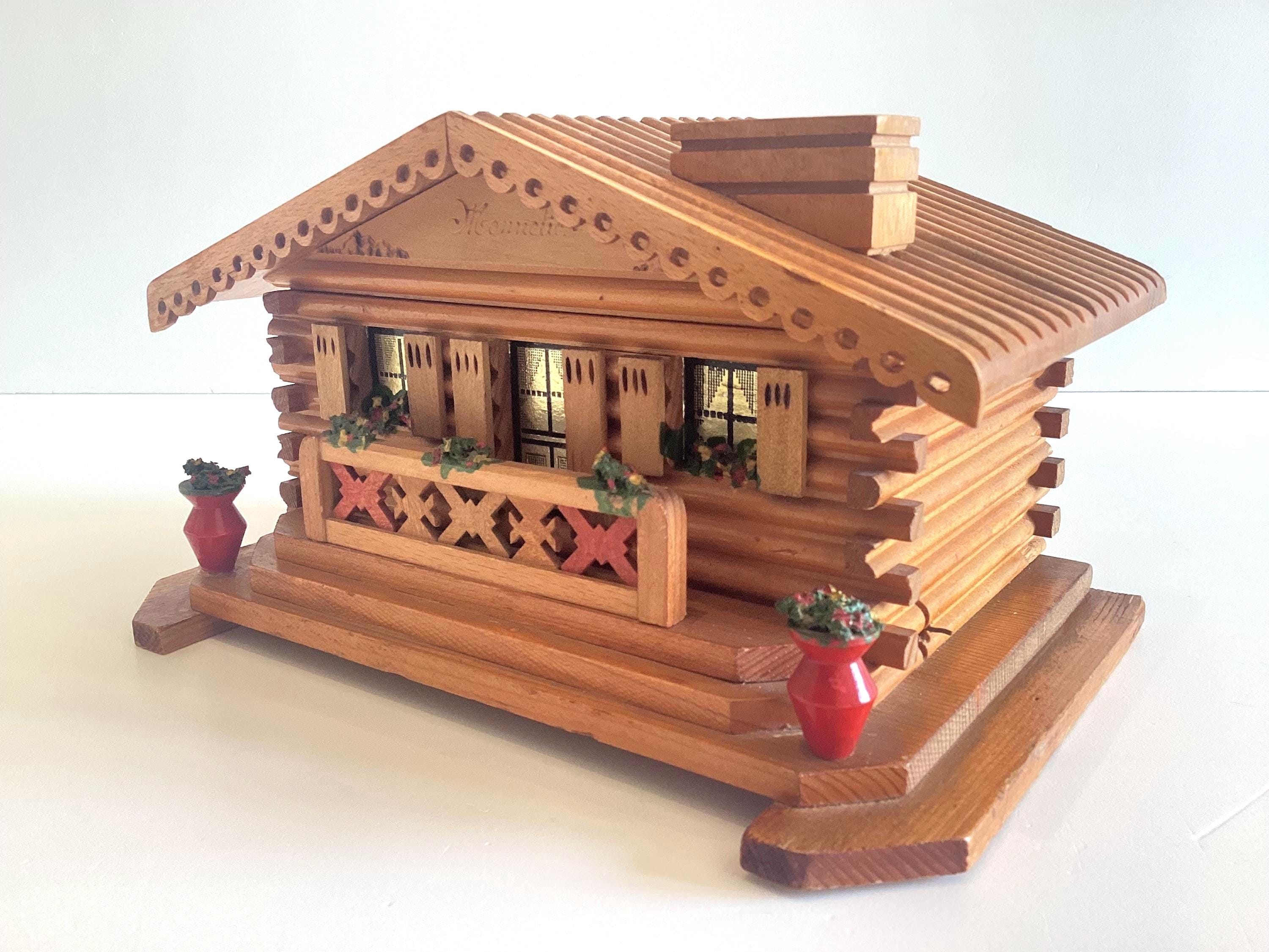 Large Chalet Music Box (1950s) Cigarette Case Jewellery Holders Made In Switzerland — photo 5 of 10