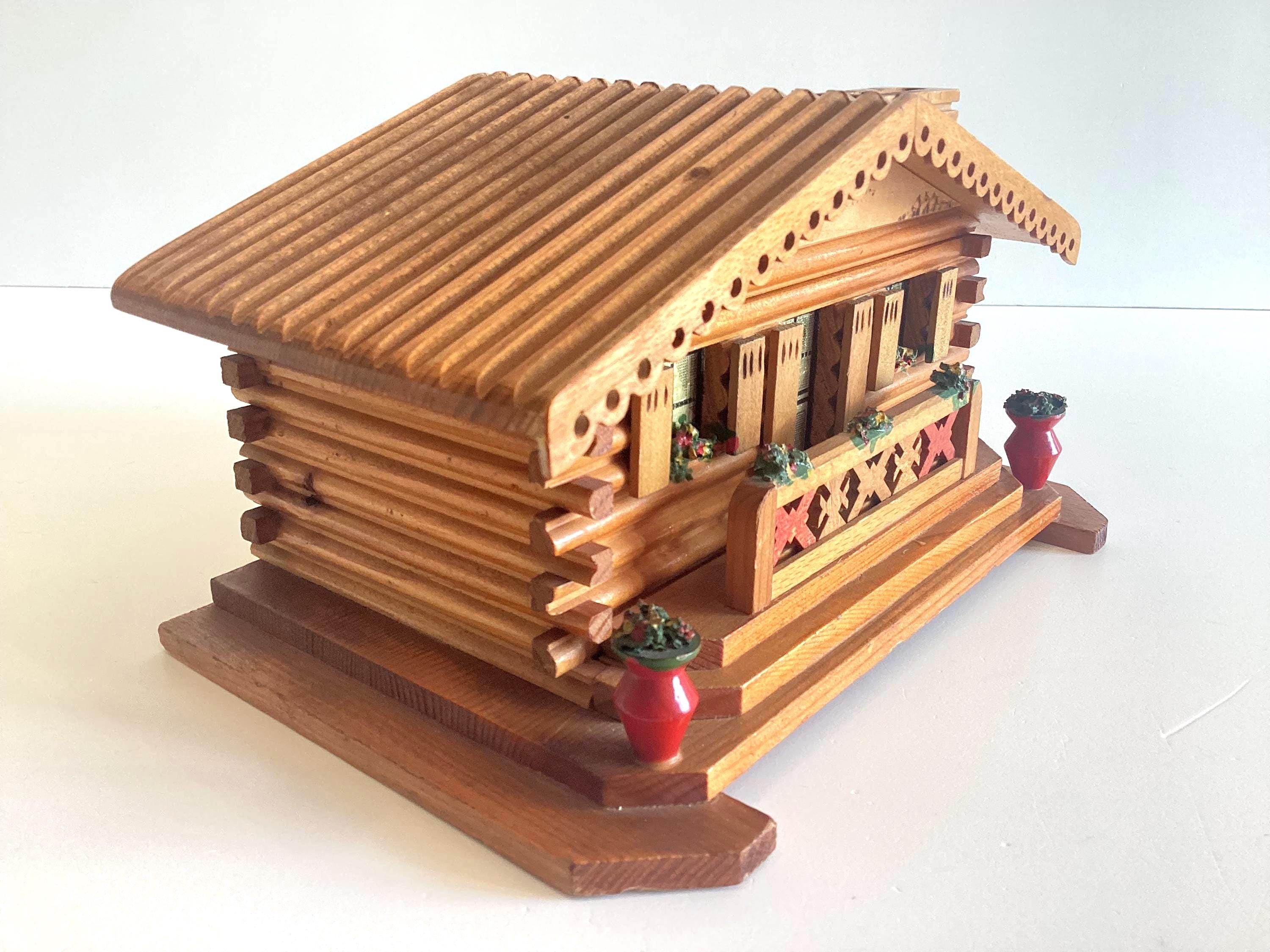 Large Chalet Music Box (1950s) Cigarette Case Jewellery Holders Made In Switzerland — photo 6 of 10