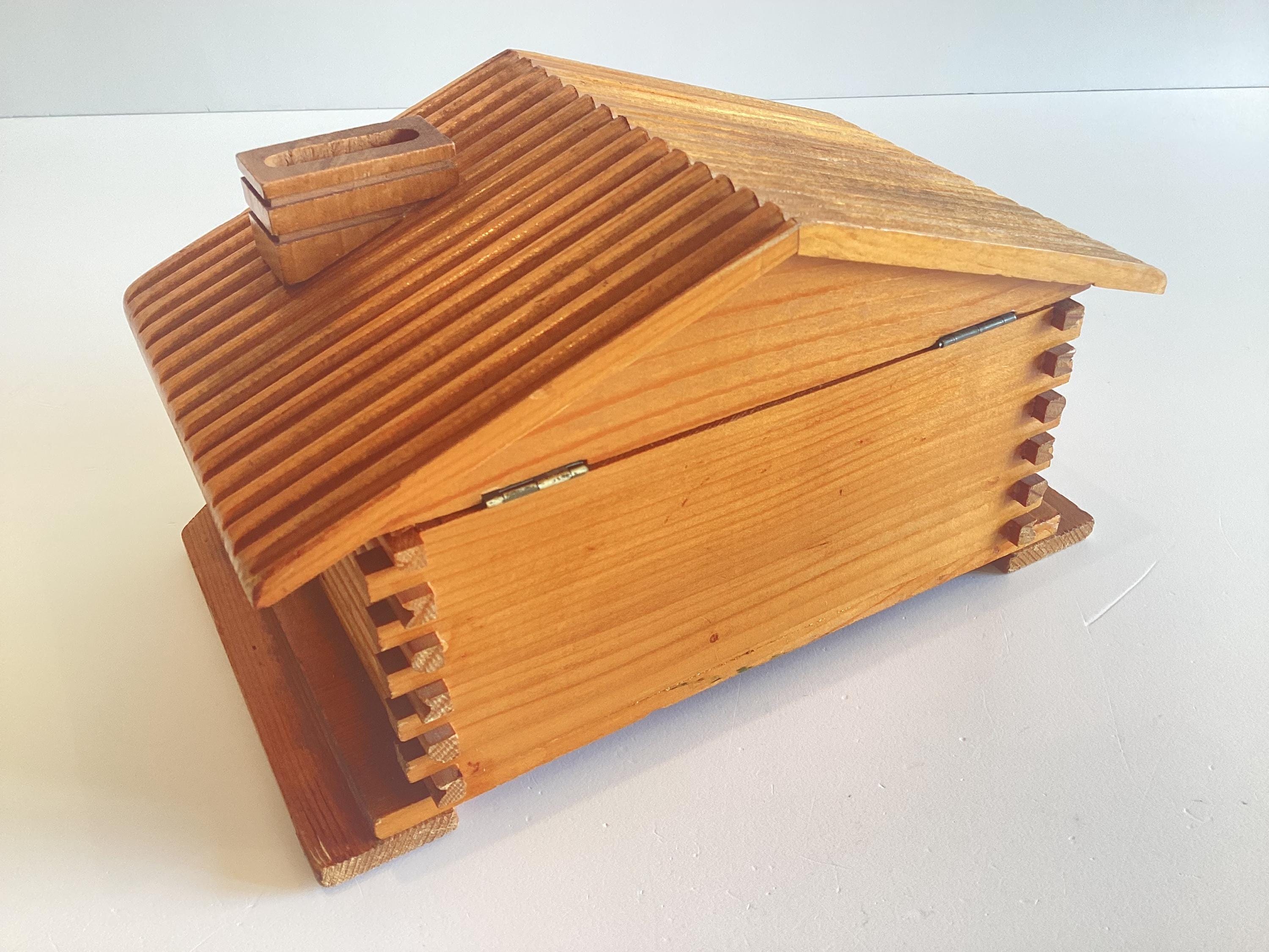 Large Chalet Music Box (1950s) Cigarette Case Jewellery Holders Made In Switzerland — photo 9 of 10