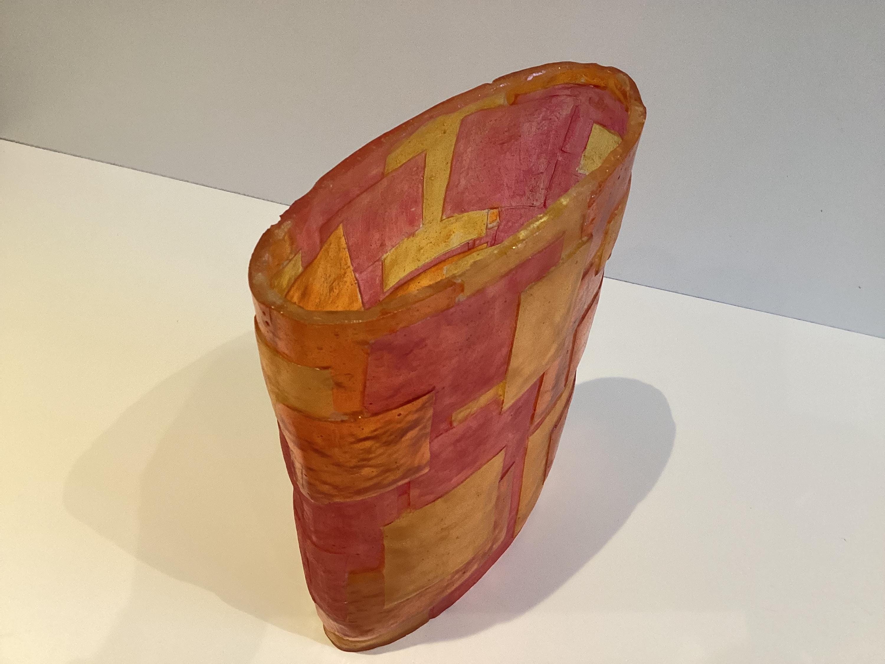 Vintage Vase | Diego Casella-Pc-1954 Two-Tone Modern Resin Art Object 1990s Design — photo 4 of 8