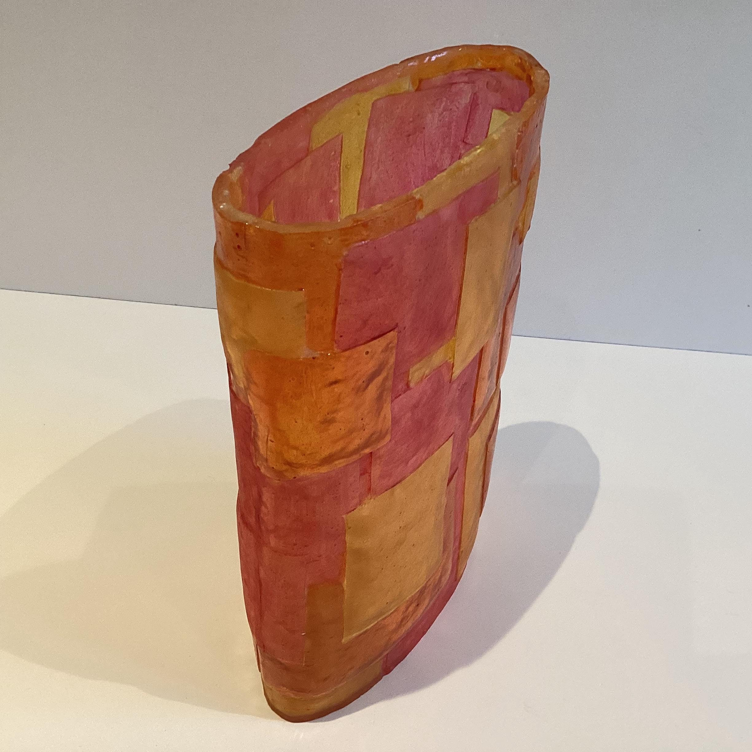 Vintage Vase | Diego Casella-Pc-1954 Two-Tone Modern Resin Art Object 1990s Design — photo 6 of 8
