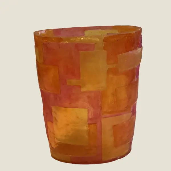 Vintage Vase | Diego Casella-Pc-1954 Two-Tone Modern Resin Art Object 1990s Design