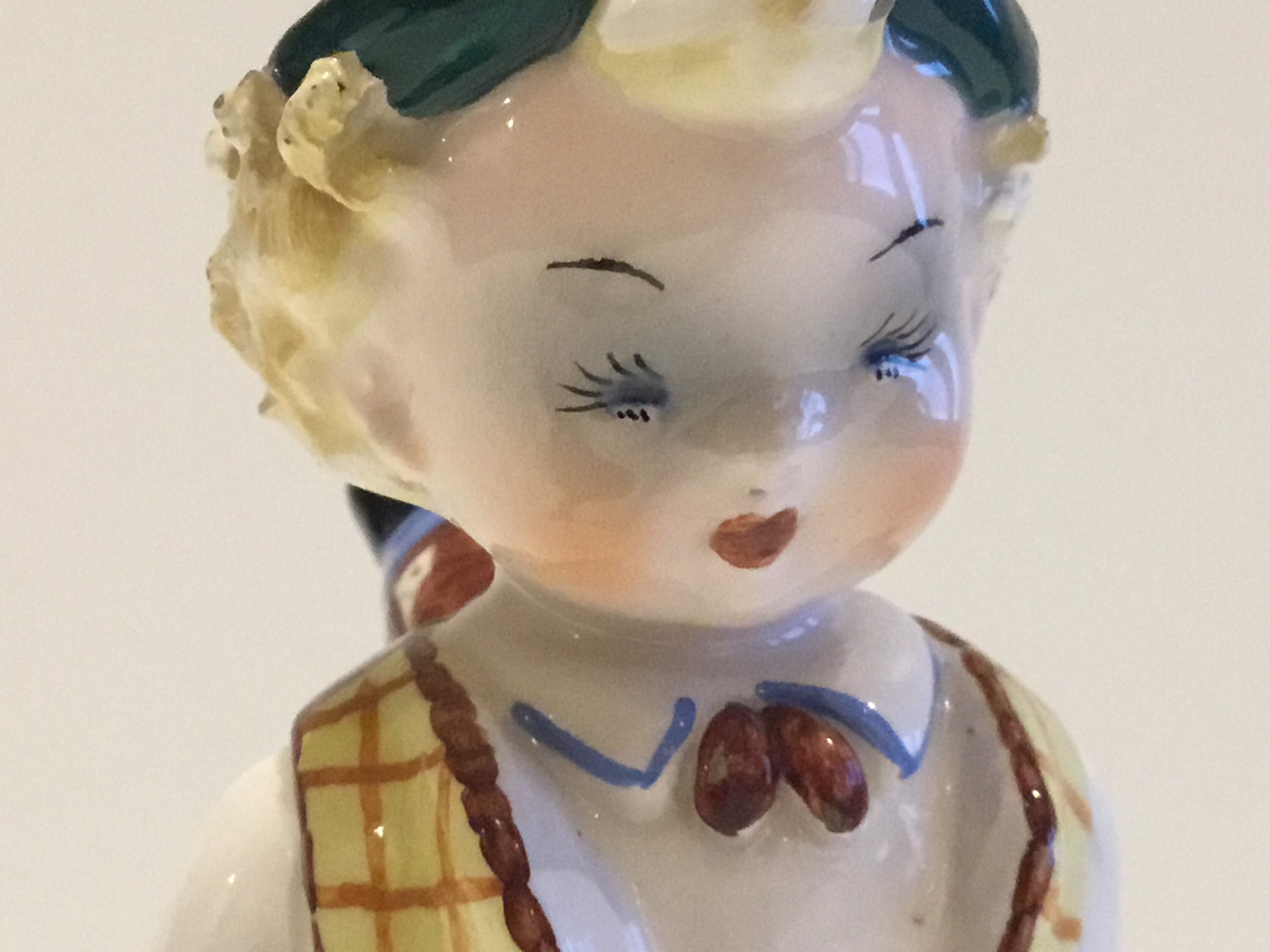 Vintage Porcelain Figurine | 1950s Italian Boy with Umbrella, First Lenci Style — photo 4 of 11
