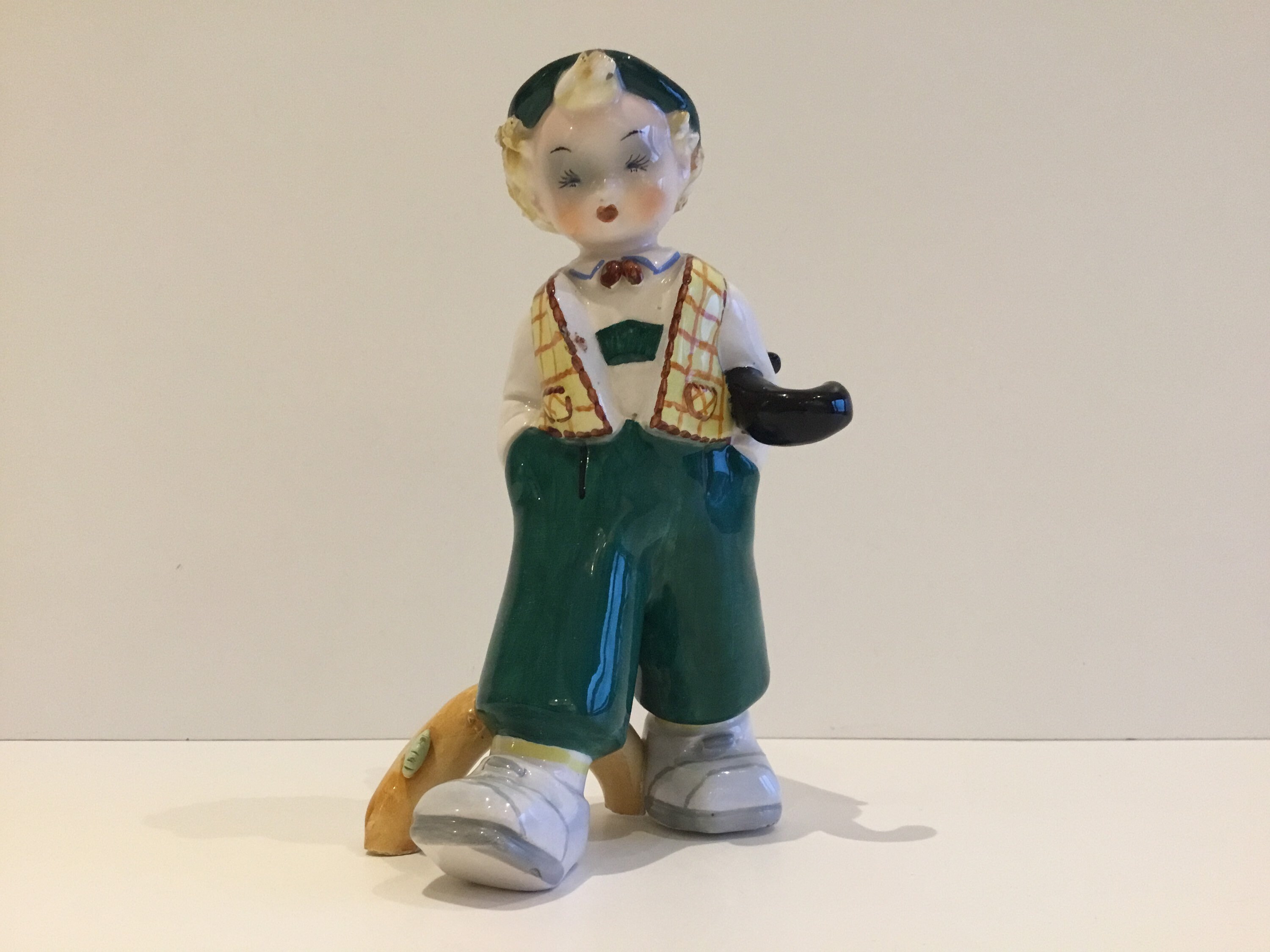 Vintage Porcelain Figurine | 1950s Italian Boy with Umbrella, First Lenci Style — photo 5 of 11