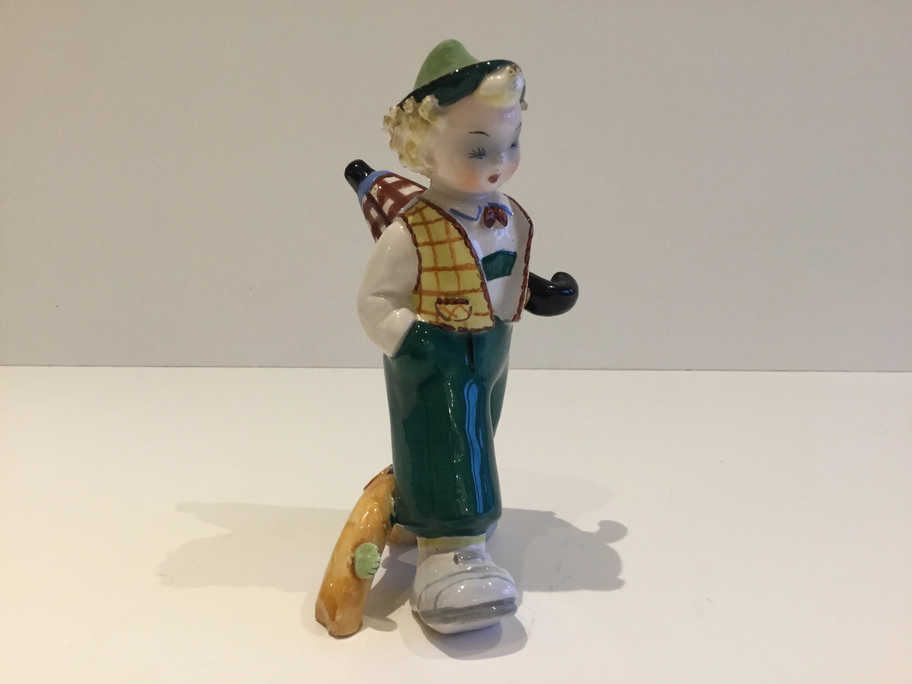 Vintage Porcelain Figurine | 1950s Italian Boy with Umbrella, First Lenci Style — photo 7 of 11