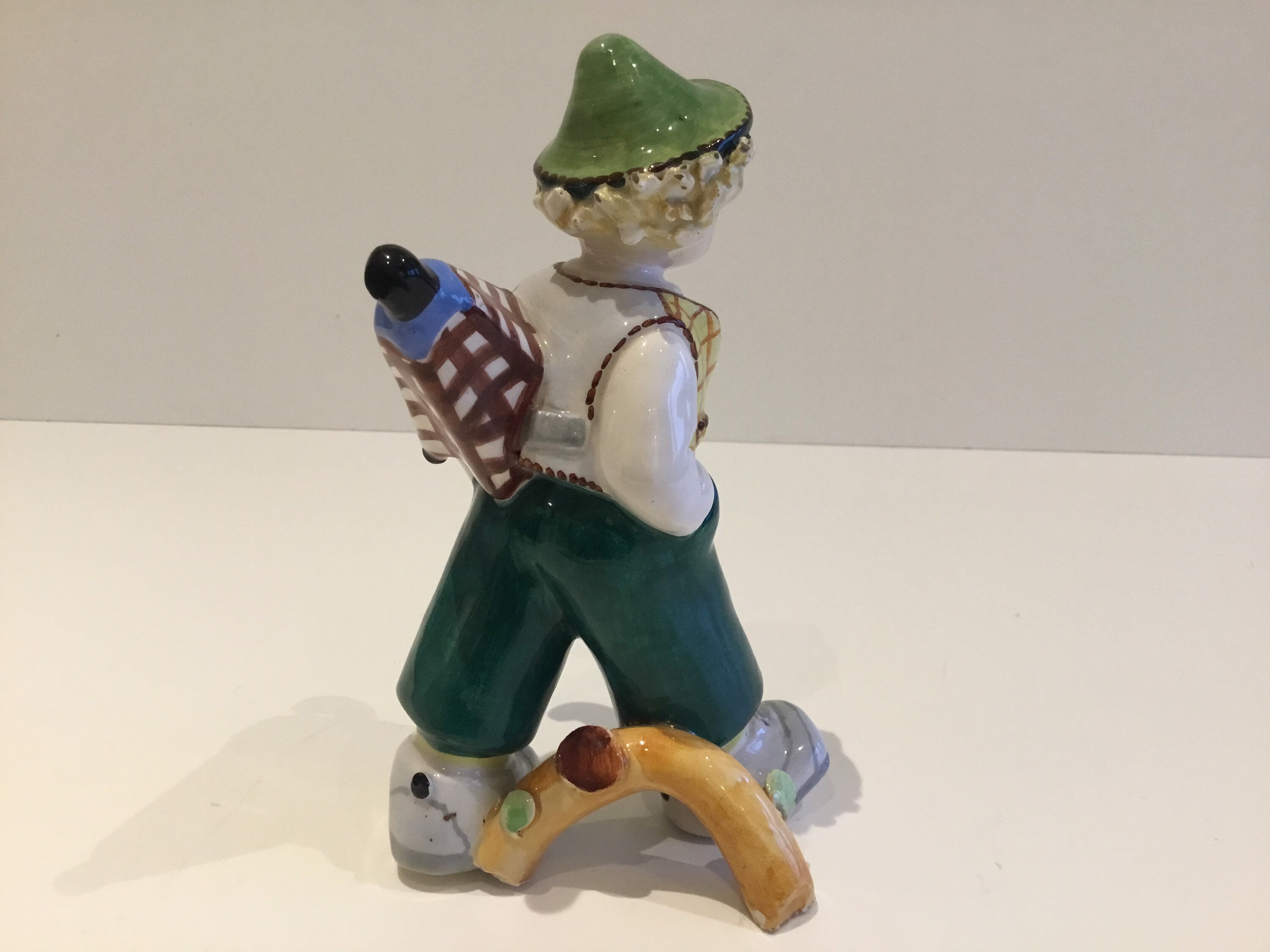 Vintage Porcelain Figurine | 1950s Italian Boy with Umbrella, First Lenci Style — photo 8 of 11