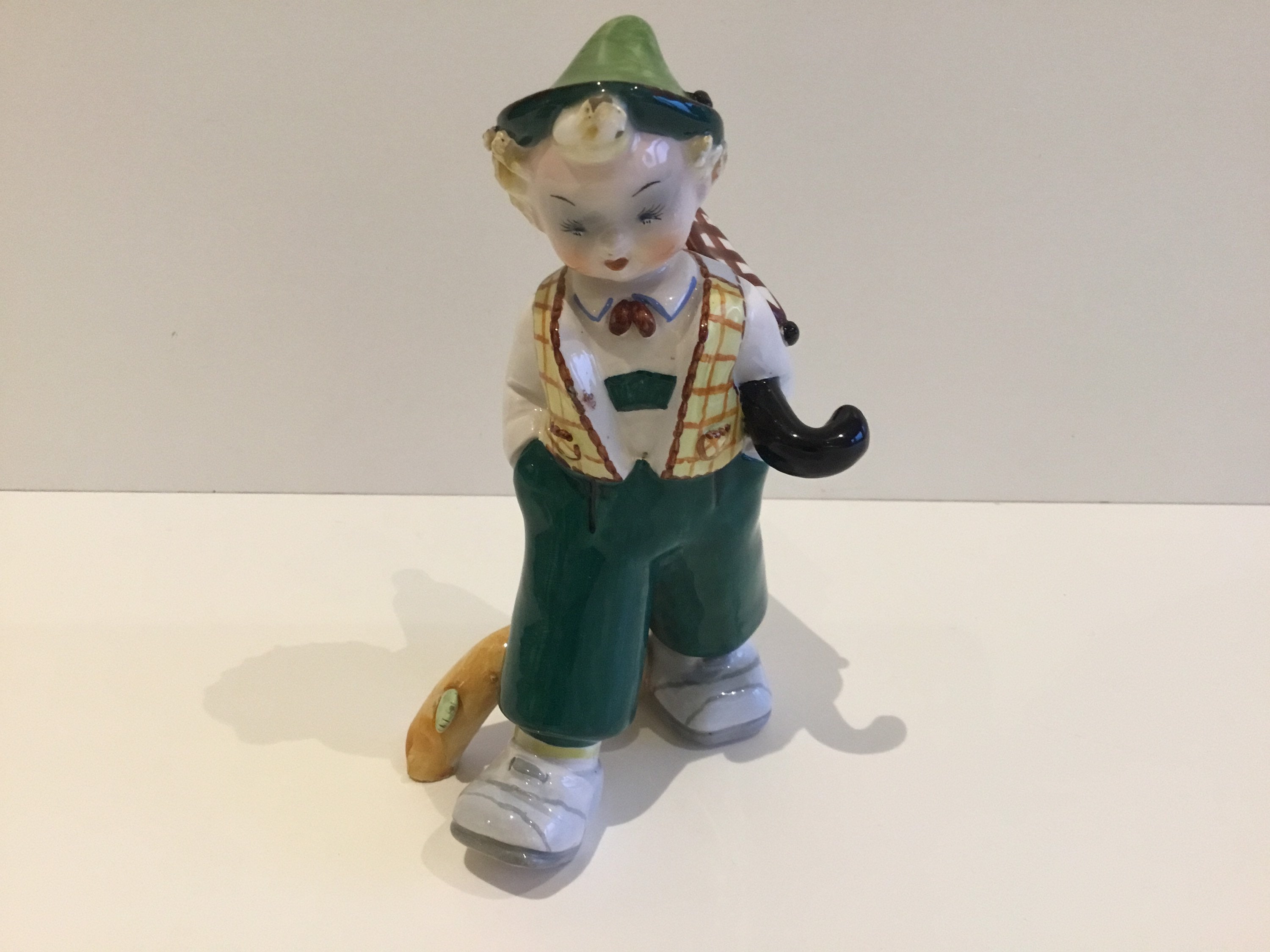 Vintage Porcelain Figurine | 1950s Italian Boy with Umbrella, First Lenci Style — photo 9 of 11