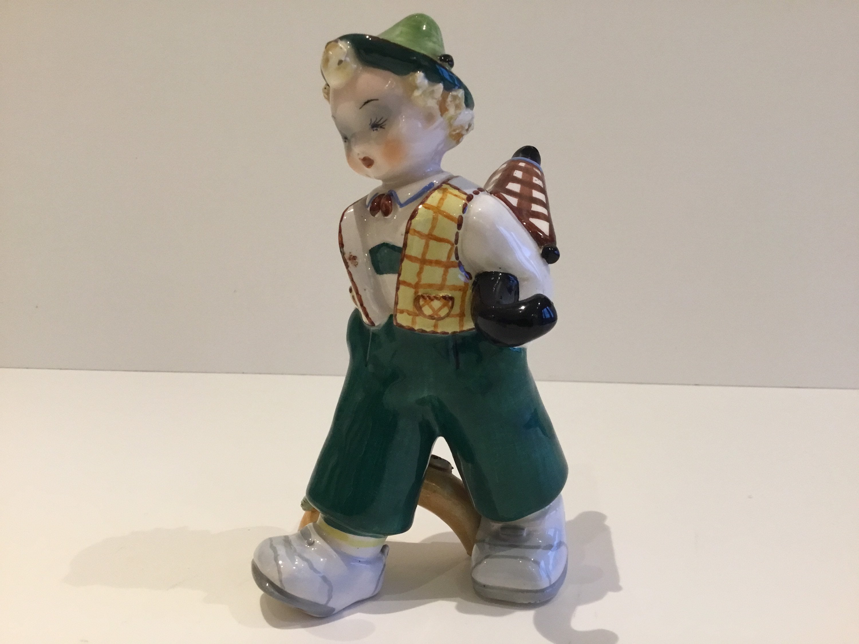 Vintage Porcelain Figurine | 1950s Italian Boy with Umbrella, First Lenci Style — photo 10 of 11