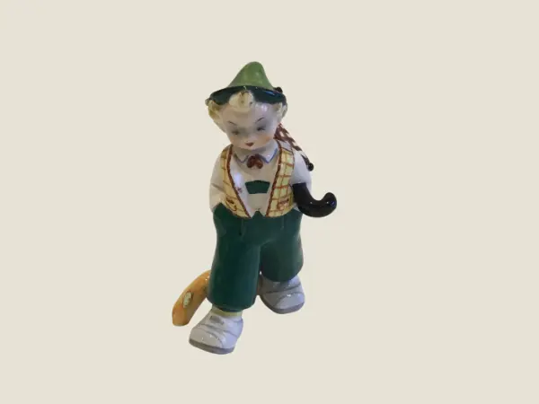 Vintage Porcelain Figurine | 1950s Italian Boy with Umbrella, First Lenci Style