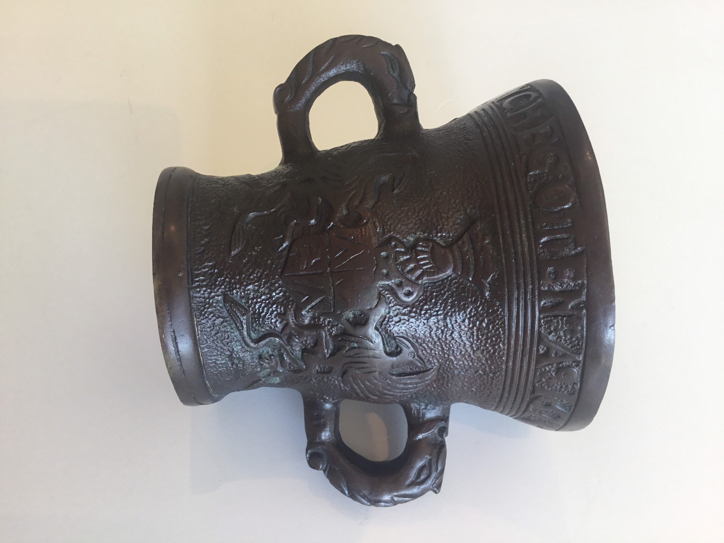 Antique Bronze Dutch Mortar (1800s) Historical Reproduction of 1576 Engraved Model — photo 4 of 11