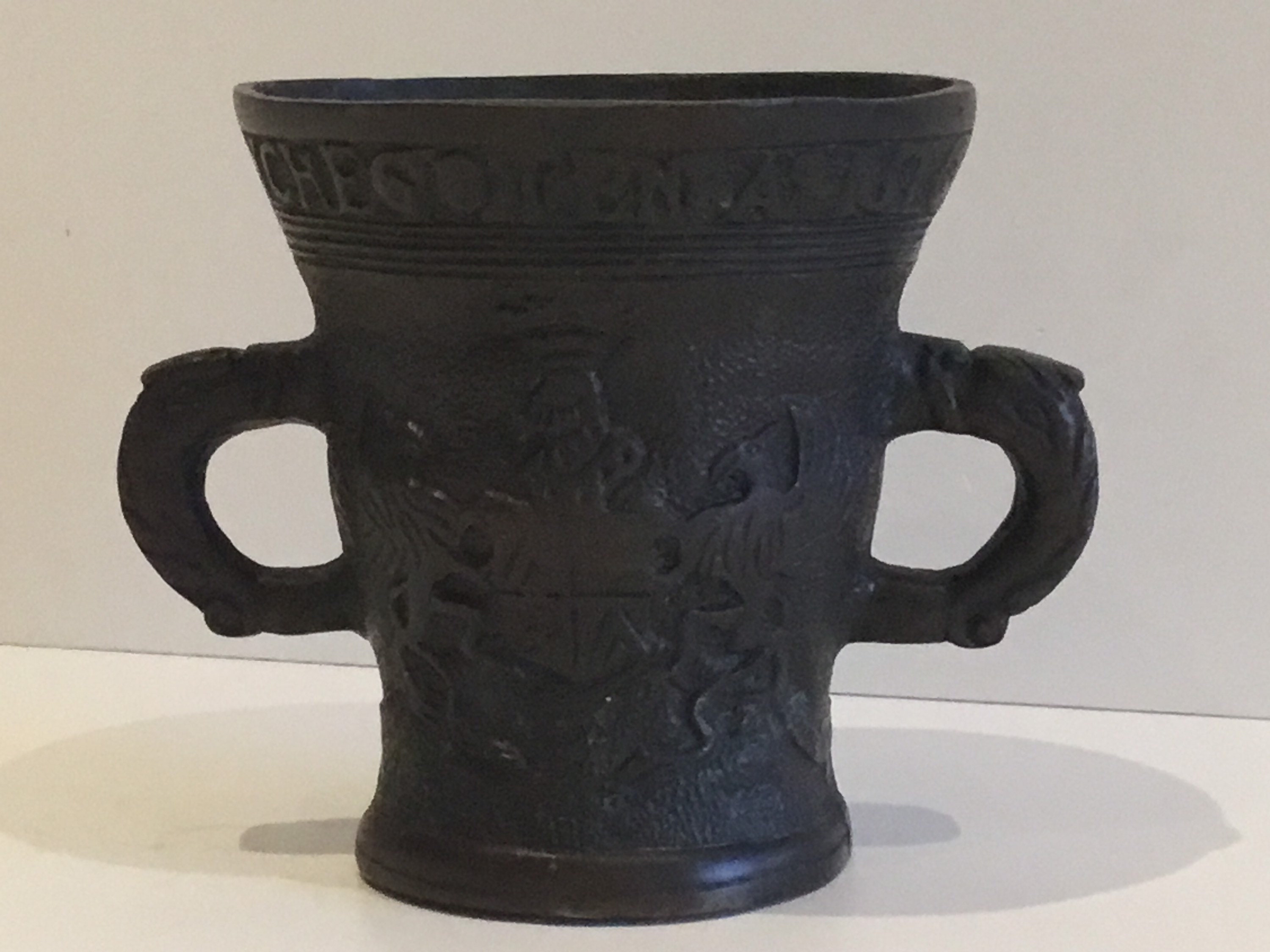 Antique Bronze Dutch Mortar (1800s) Historical Reproduction of 1576 Engraved Model — photo 7 of 11