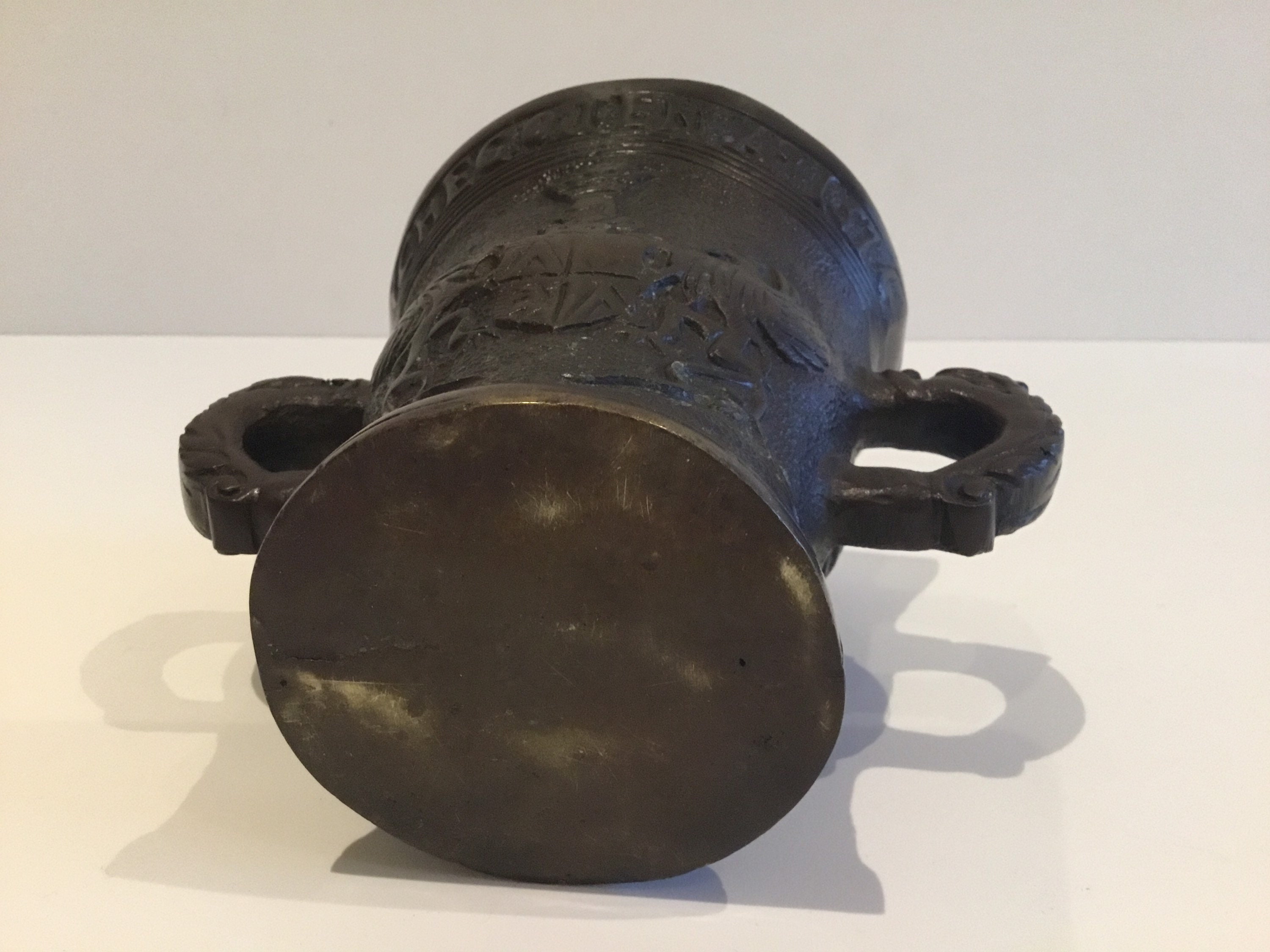 Antique Bronze Dutch Mortar (1800s) Historical Reproduction of 1576 Engraved Model — photo 8 of 11