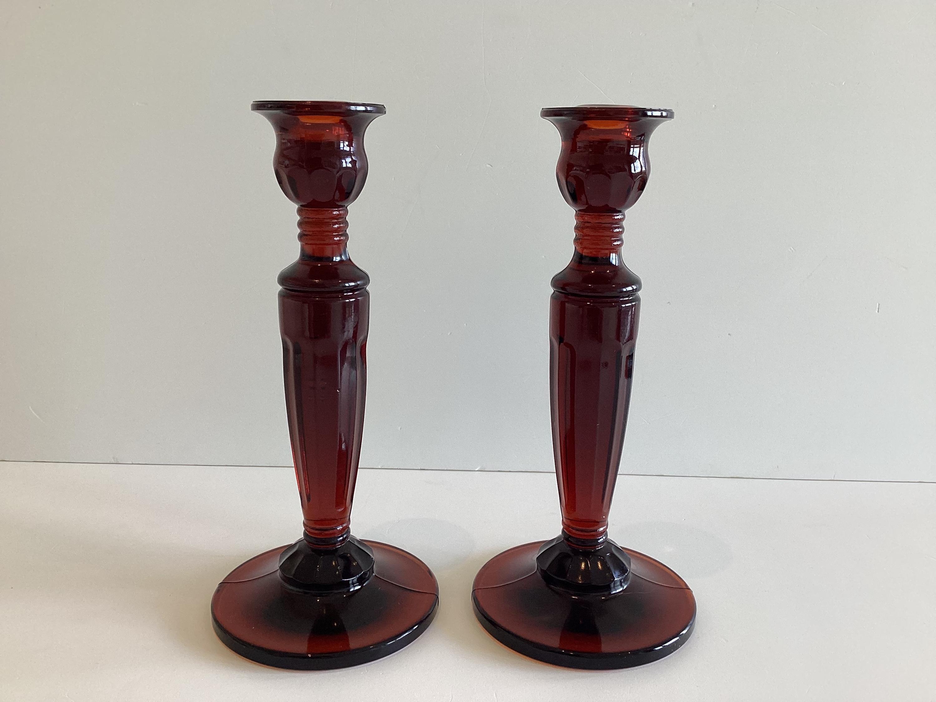 Antique Candlesticks | Baccarat (Attributed) Amber-Cognac Crystal, Louis Philippe c. 1845 – 1855 — photo 3 of 11
