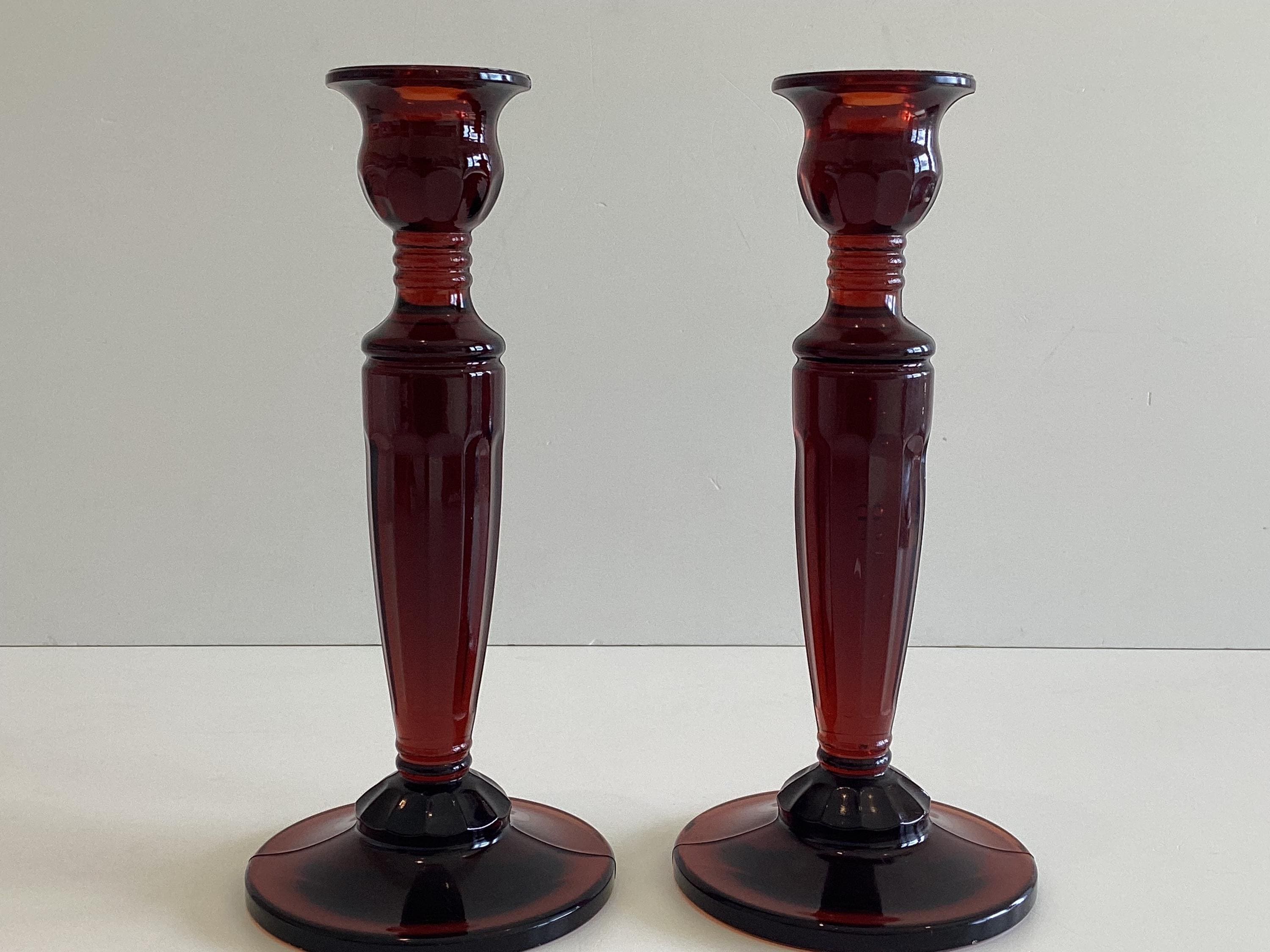 Antique Candlesticks | Baccarat (Attributed) Amber-Cognac Crystal, Louis Philippe c. 1845 – 1855 — photo 5 of 11