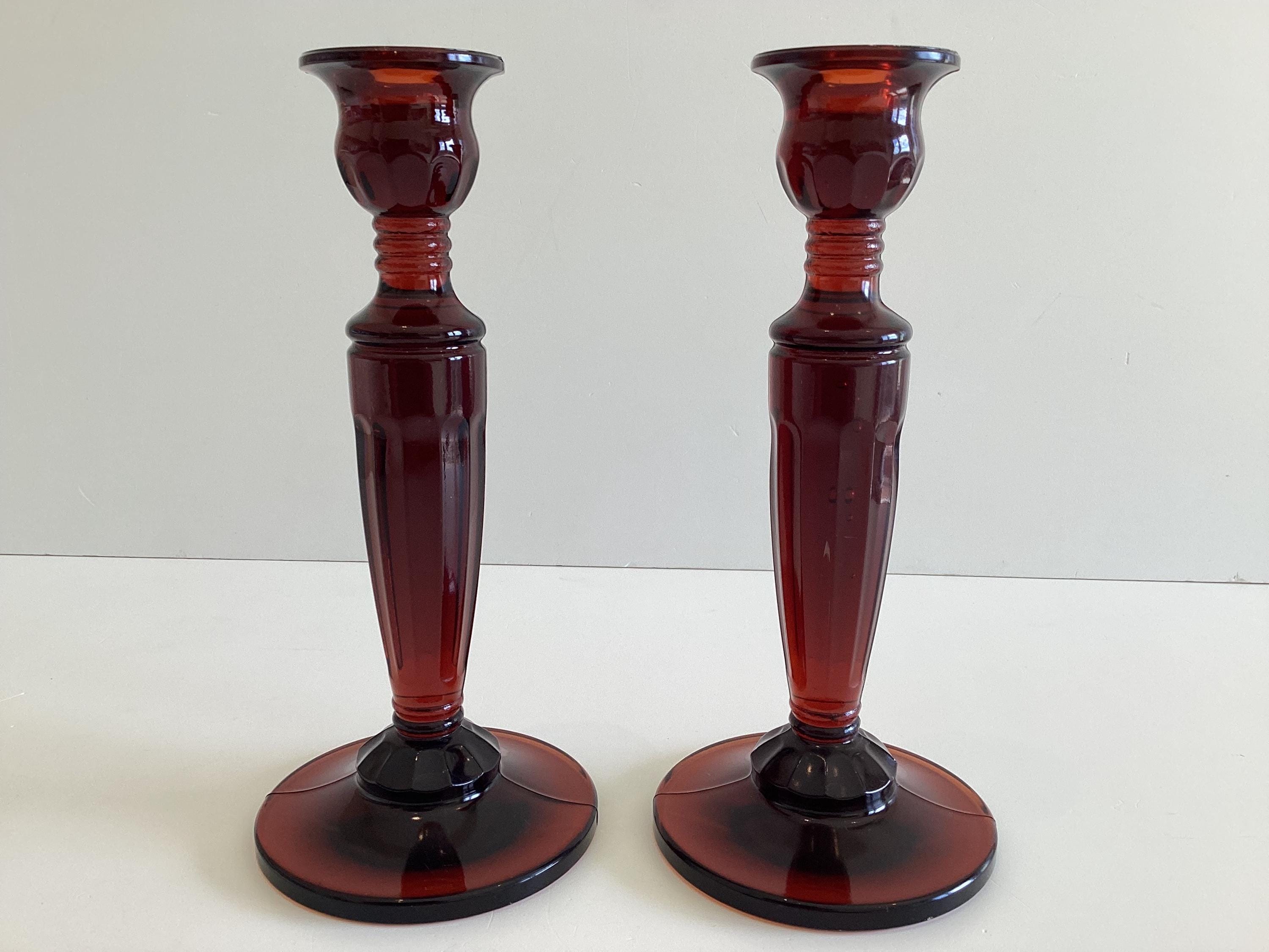 Antique Candlesticks | Baccarat (Attributed) Amber-Cognac Crystal, Louis Philippe c. 1845 – 1855 — photo 6 of 11
