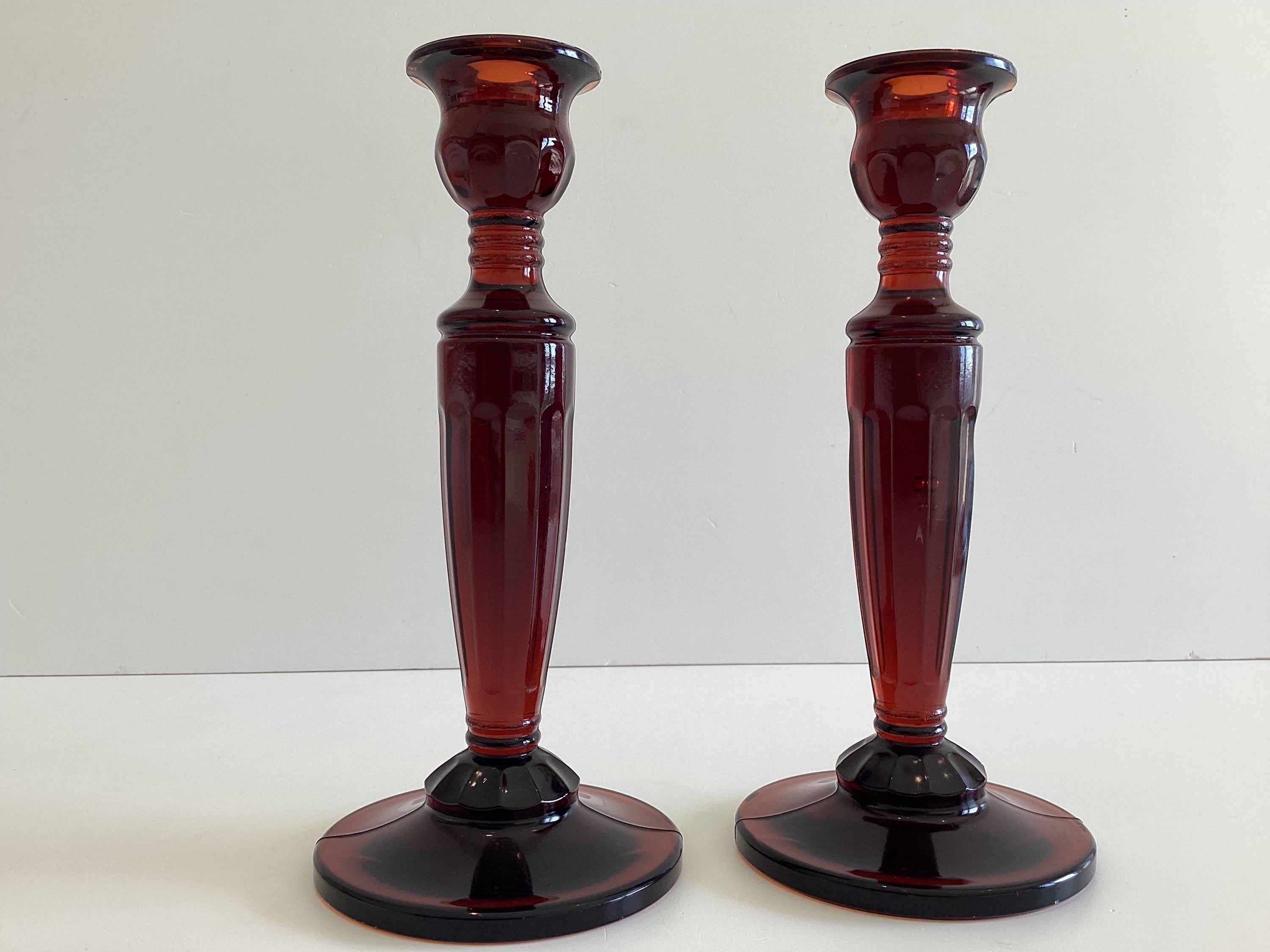 Antique Candlesticks | Baccarat (Attributed) Amber-Cognac Crystal, Louis Philippe c. 1845 – 1855 — photo 8 of 11
