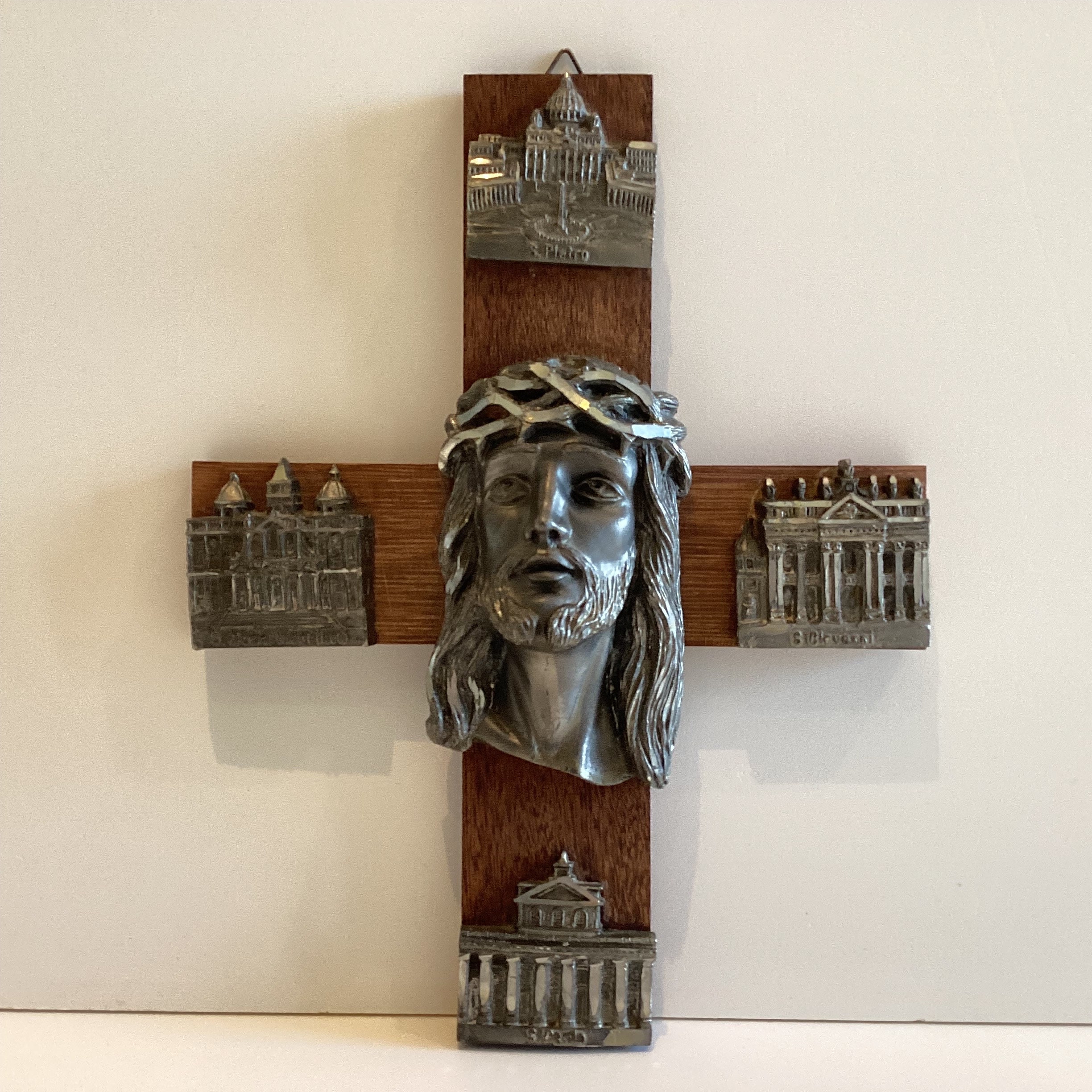 Vintage Wooden Madonna | 1950s Italian Carved Statue with Rare Symbolic Crucifix — photo 6 of 11