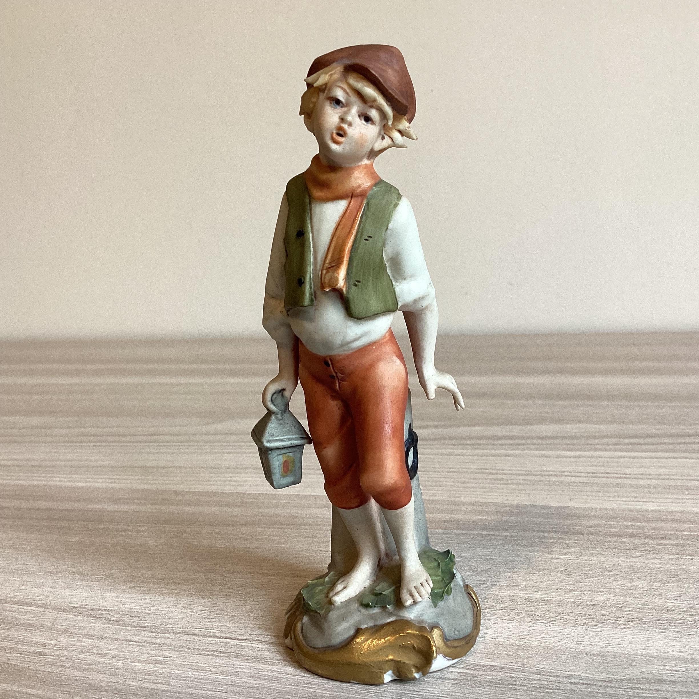 Vintage Capodimonte | G. Barbetta 1950s Porcelain Boy with Lantern, Flavia Marked Miniature — photo 2 of 8