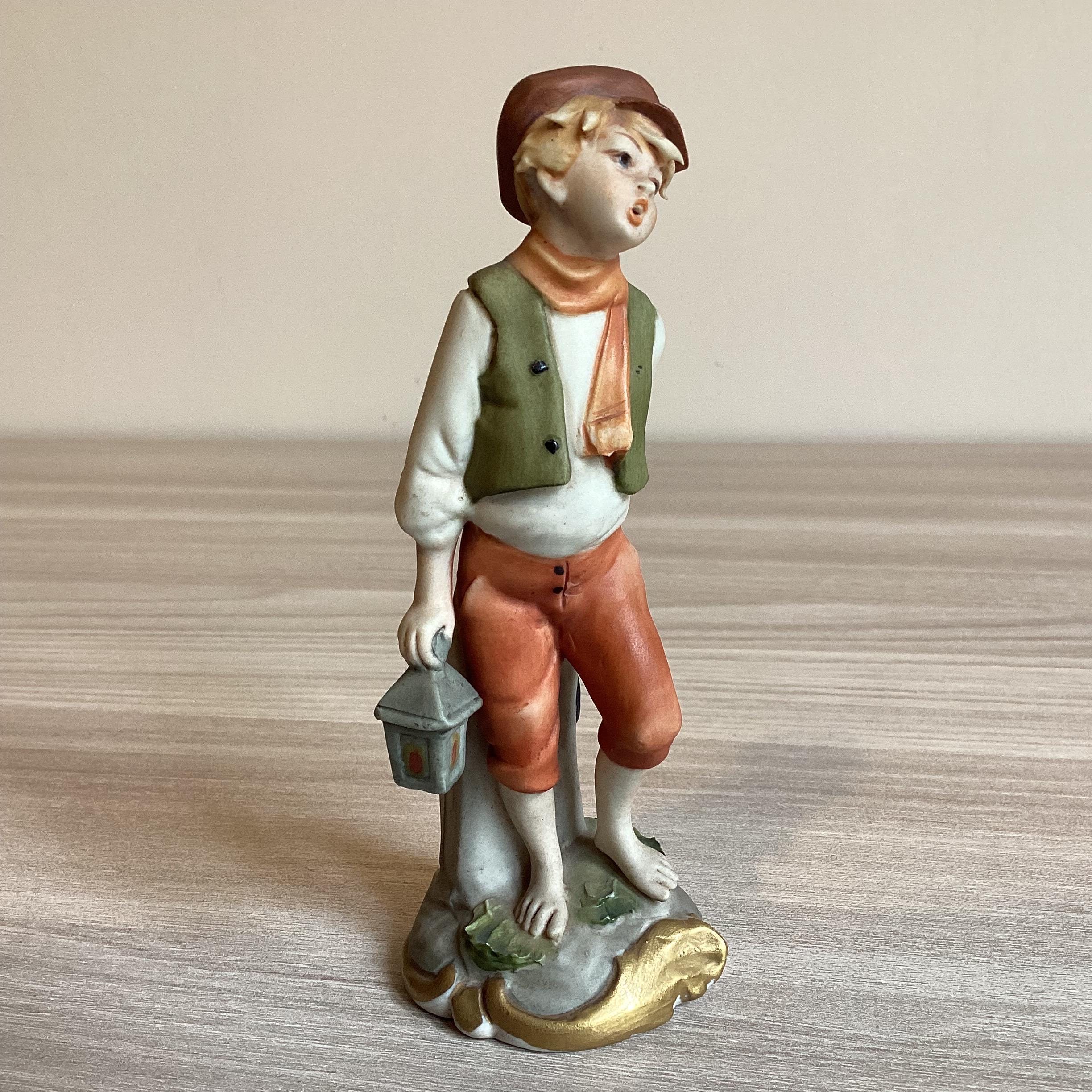 Vintage Capodimonte | G. Barbetta 1950s Porcelain Boy with Lantern, Flavia Marked Miniature — photo 4 of 8