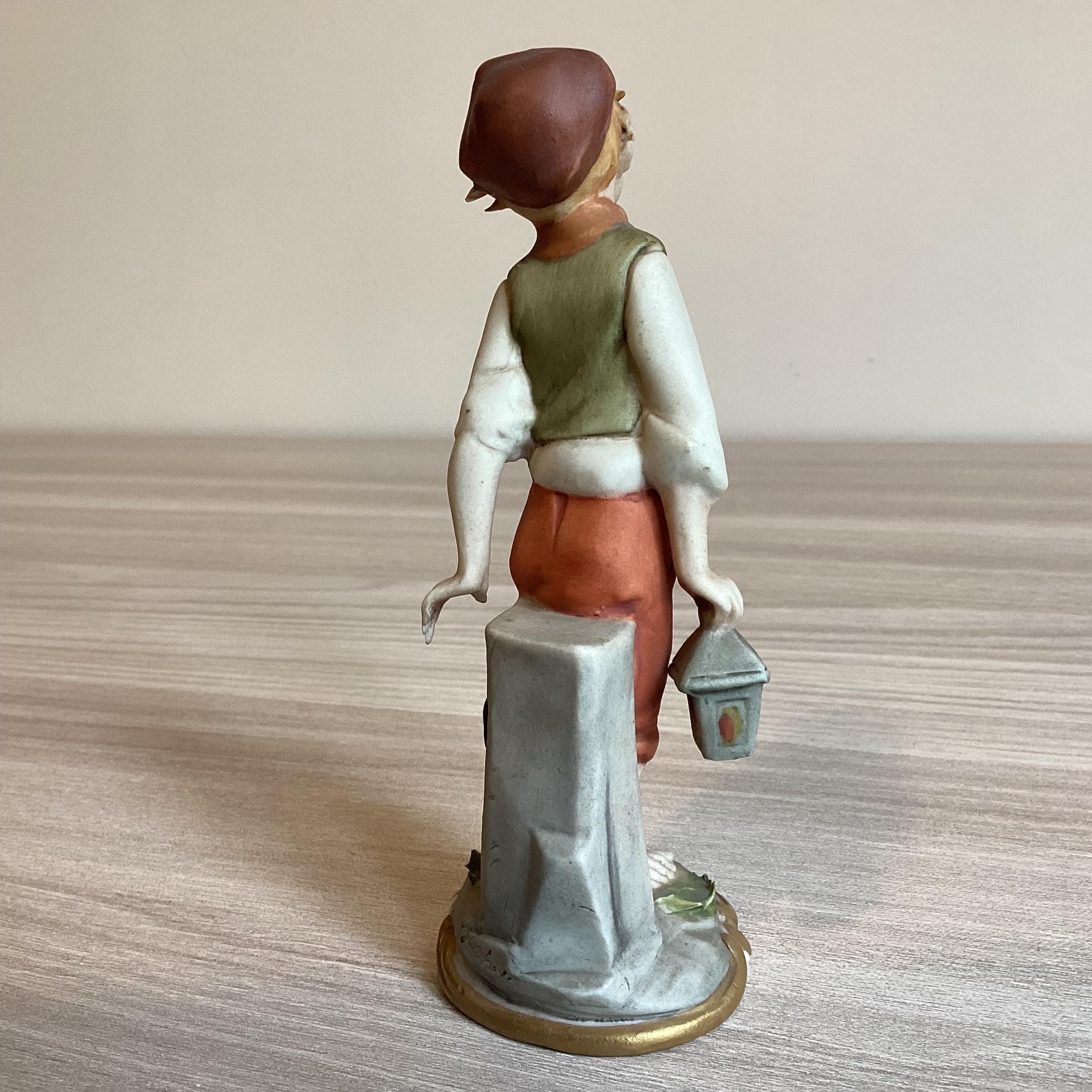 Vintage Capodimonte | G. Barbetta 1950s Porcelain Boy with Lantern, Flavia Marked Miniature — photo 5 of 8