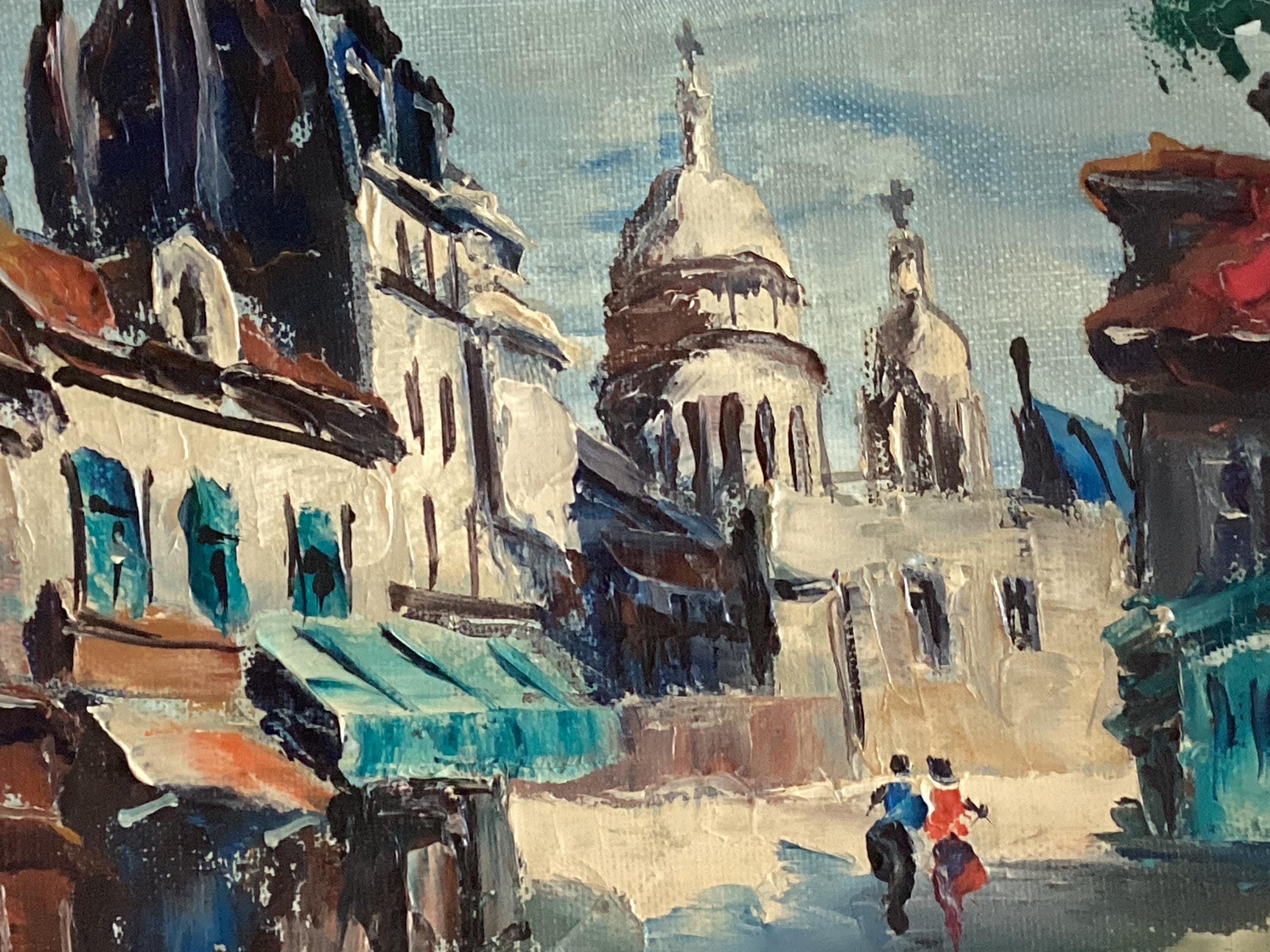 Vintage Paris Painting | Raphael Daninos 1960 Place du Tertre Montmartre, Signed Oil — photo 5 of 8