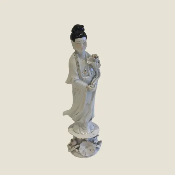 Vintage Statue Large Guan Yin Porcelain Figurine (1950s) Collectible