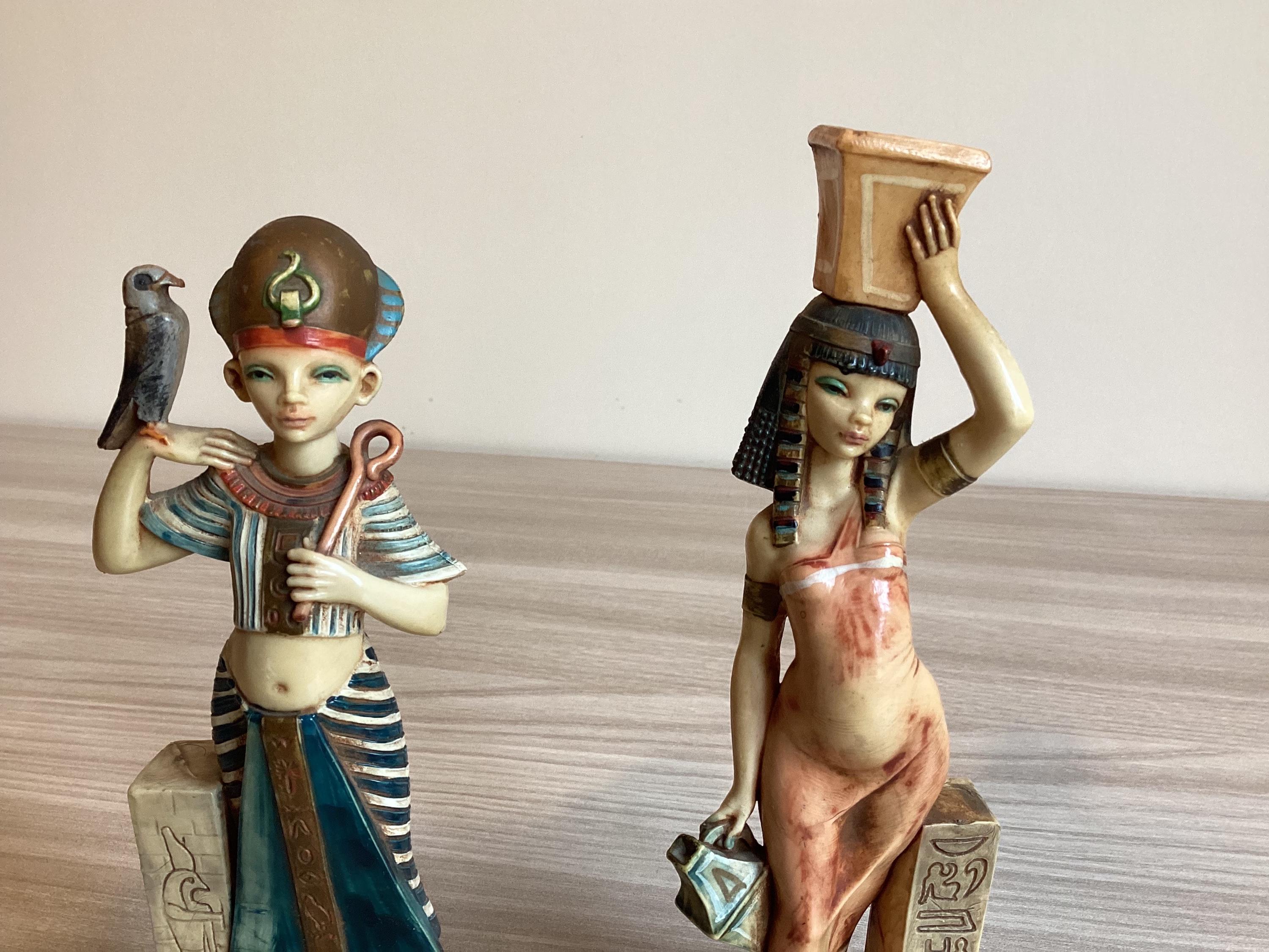 Vintage Italian Sculptures | Simonelli Design Tutankhamun Pair 1970s, Resin & Marble — photo 4 of 7