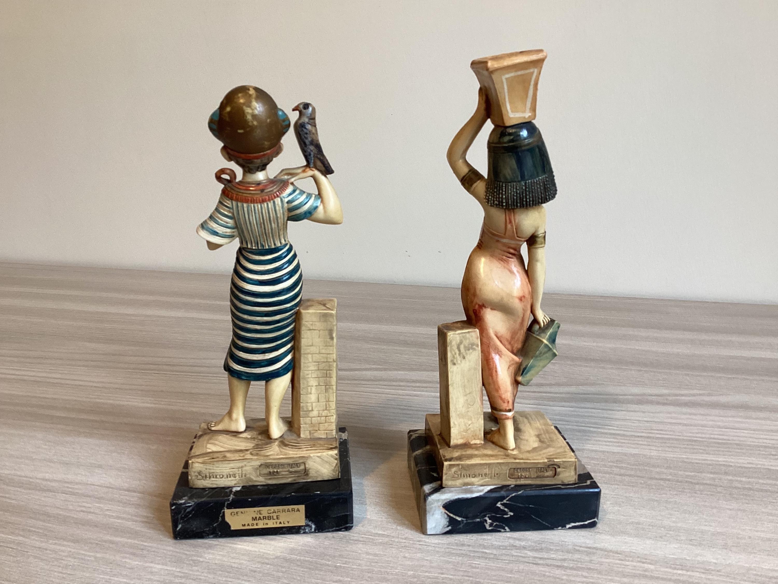 Vintage Italian Sculptures | Simonelli Design Tutankhamun Pair 1970s, Resin & Marble — photo 6 of 7