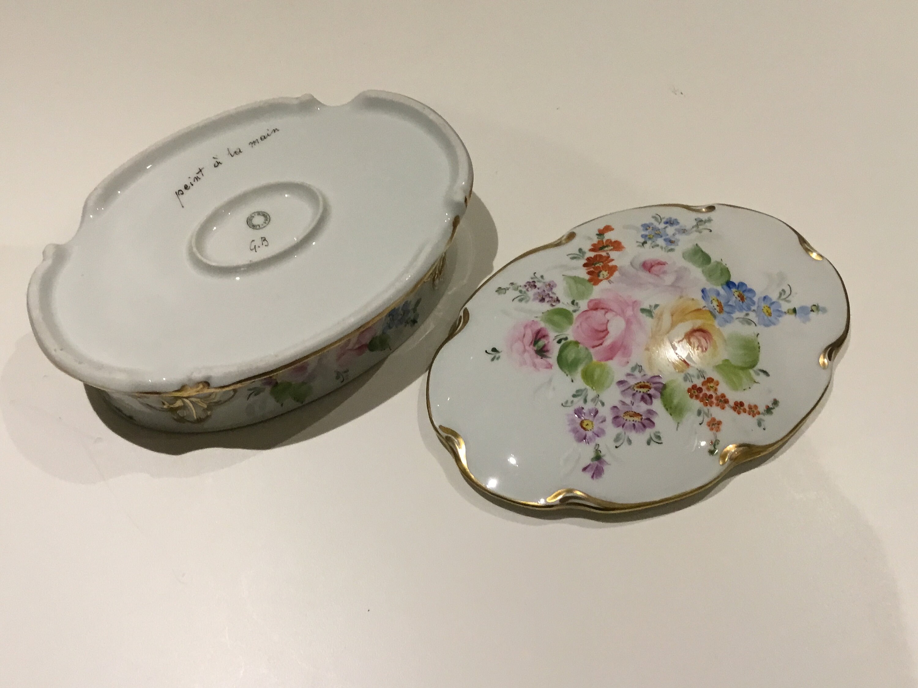 Porcelain Vintage Limoges France G.B. Hand Painted Box (1950s) — photo 5 of 7