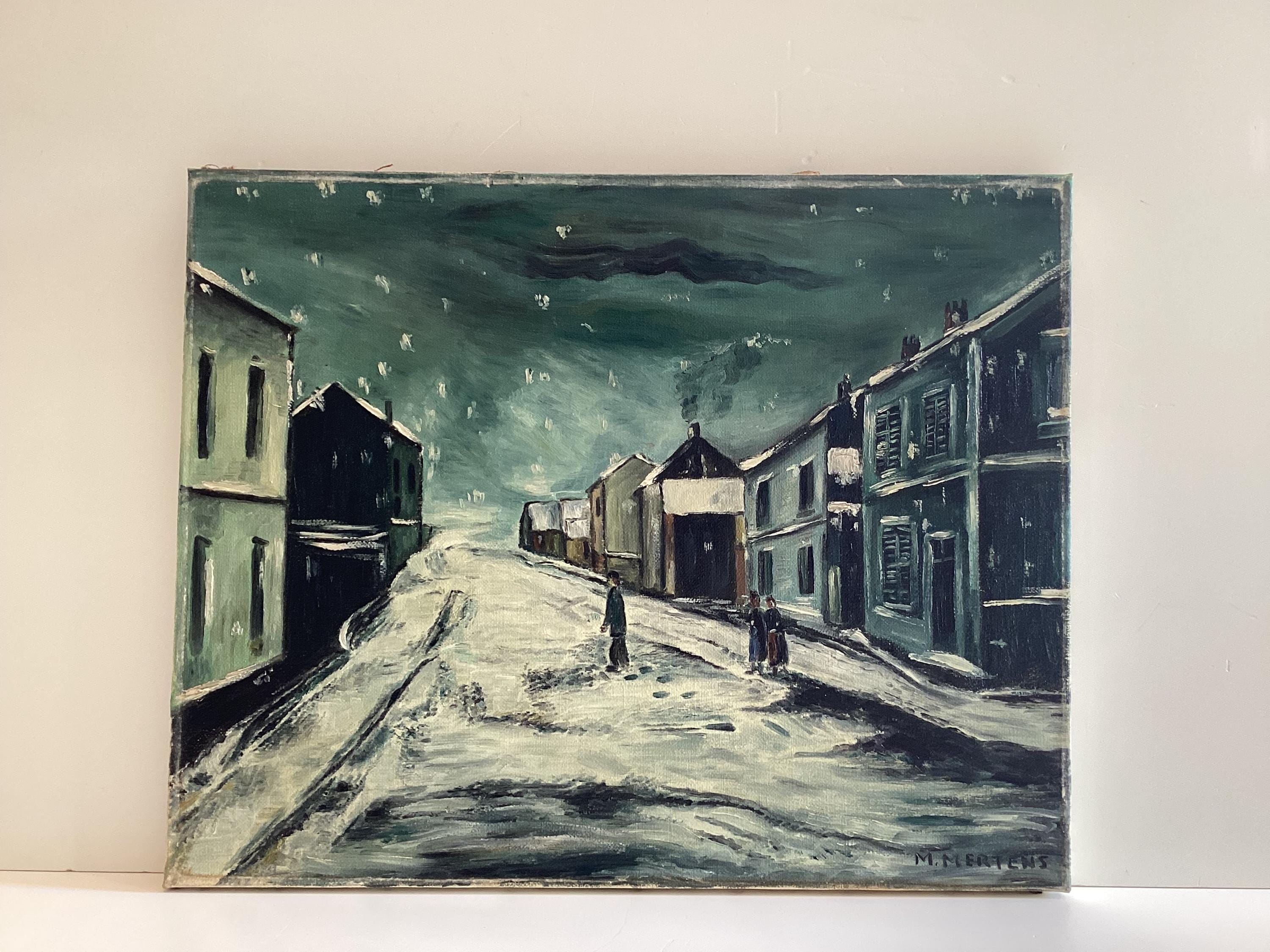 Winter Landscape Oil Painting "Route Sous La Neige à Chaudais" M. Mertens, France 1930s — photo 3 of 11