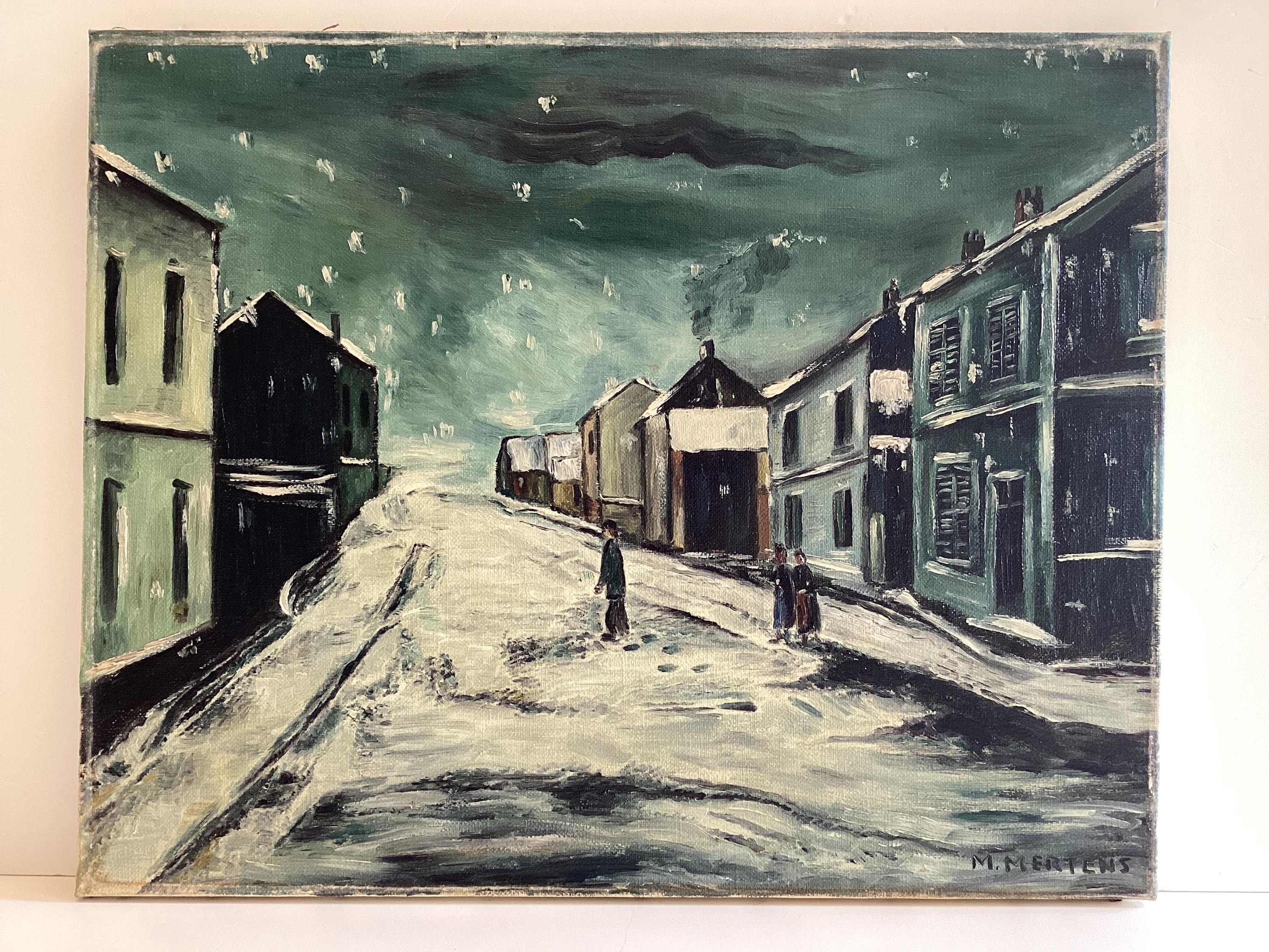 Winter Landscape Oil Painting "Route Sous La Neige à Chaudais" M. Mertens, France 1930s — photo 4 of 11