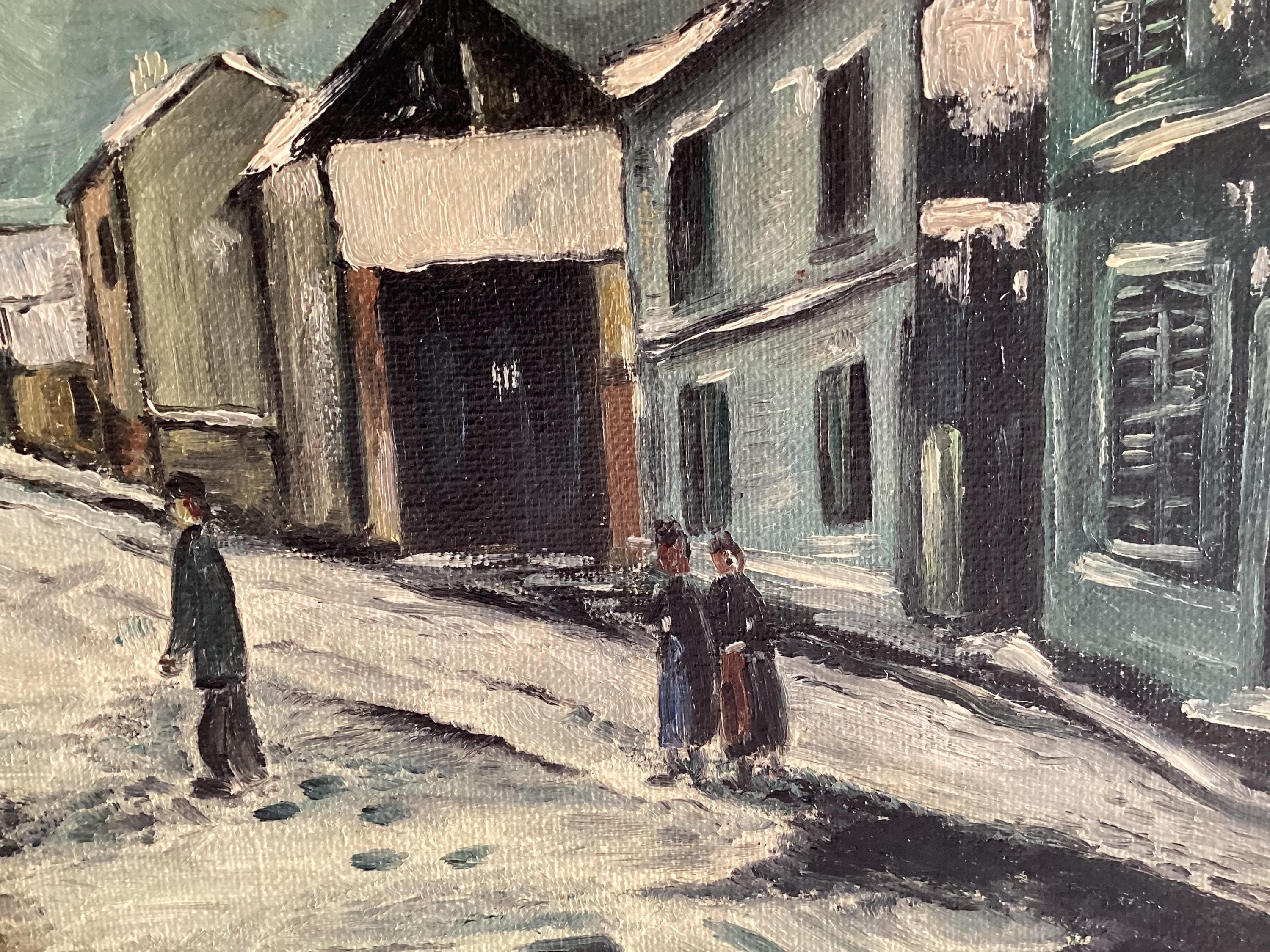 Winter Landscape Oil Painting "Route Sous La Neige à Chaudais" M. Mertens, France 1930s — photo 6 of 11